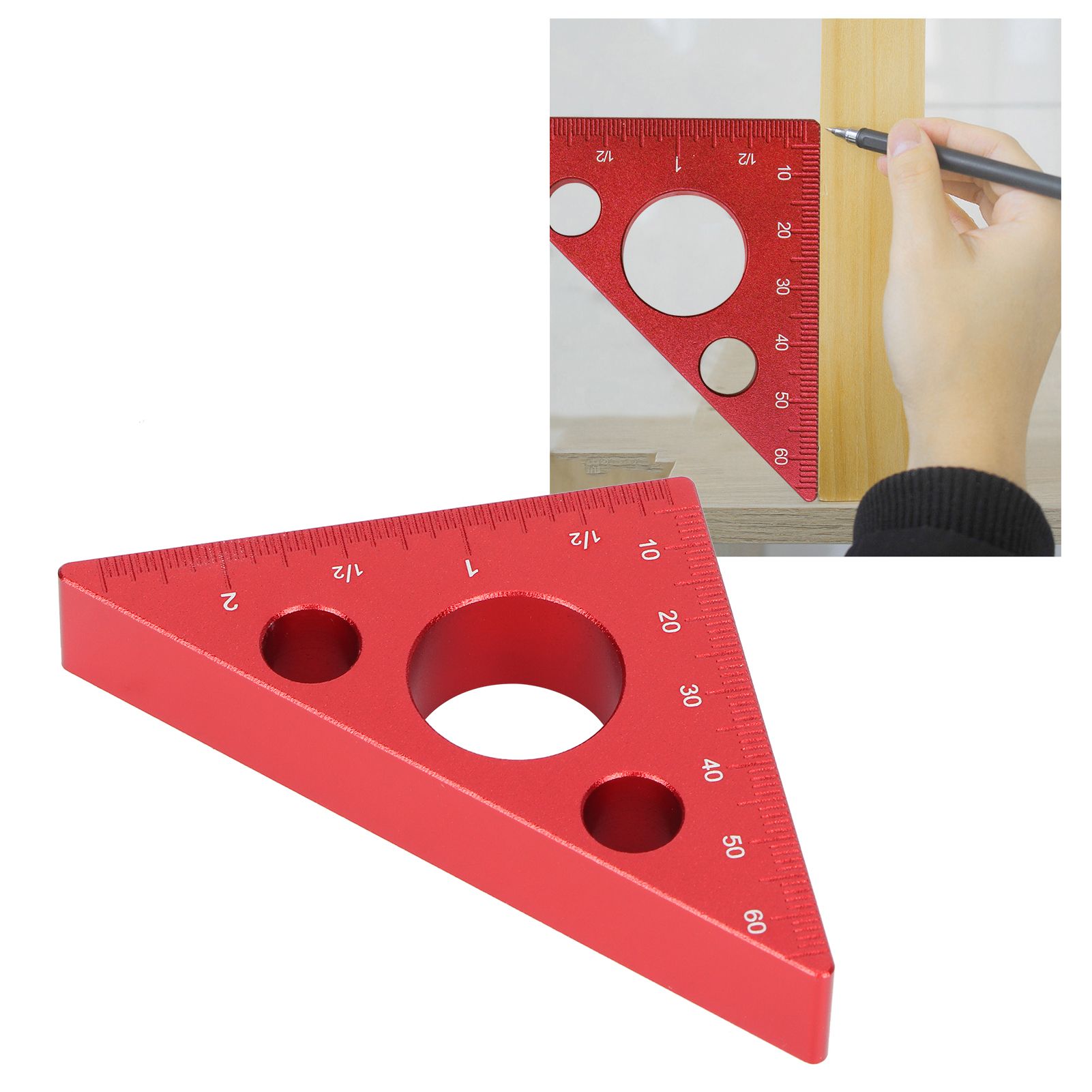 Aluminum Alloy Triangular Ruler Thicken Height Ruler DIY Woodworking Measuring view 12