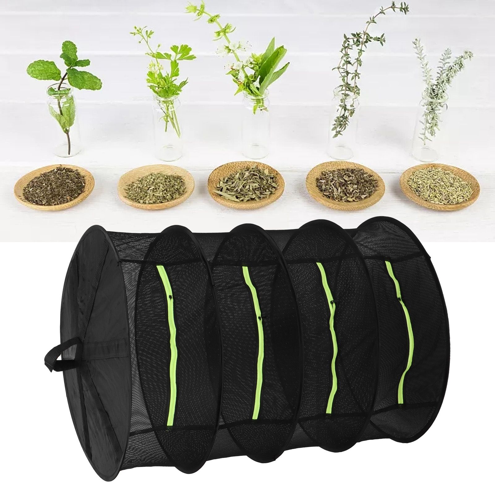 4-Layer Herb Drying Rack with Zippers Foldable Hanging Medicine Dry Mesh Net view 11