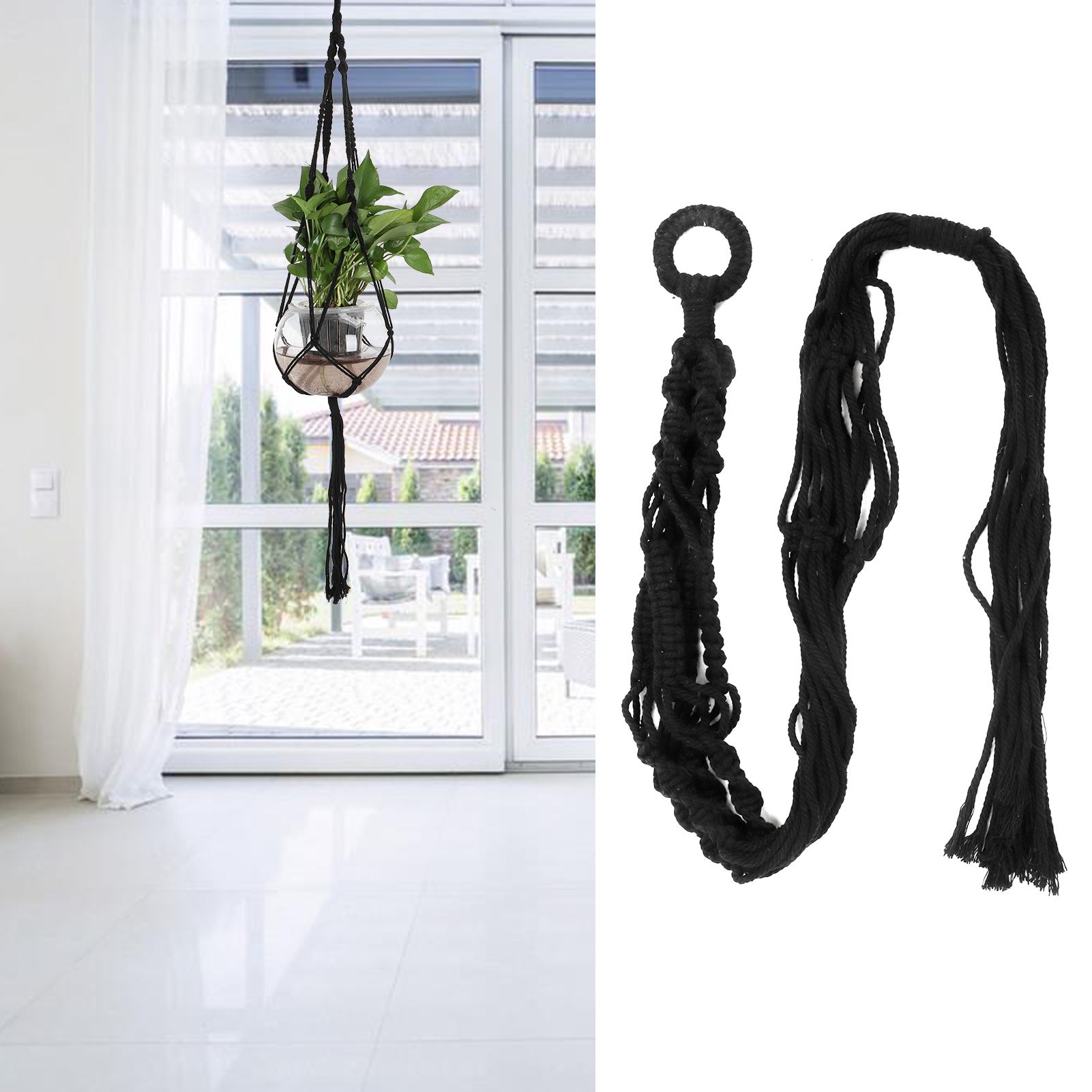 Cotton Twisted Rope Plant Hanger Hanging Planter Decorative Flower Pot Holder view 11
