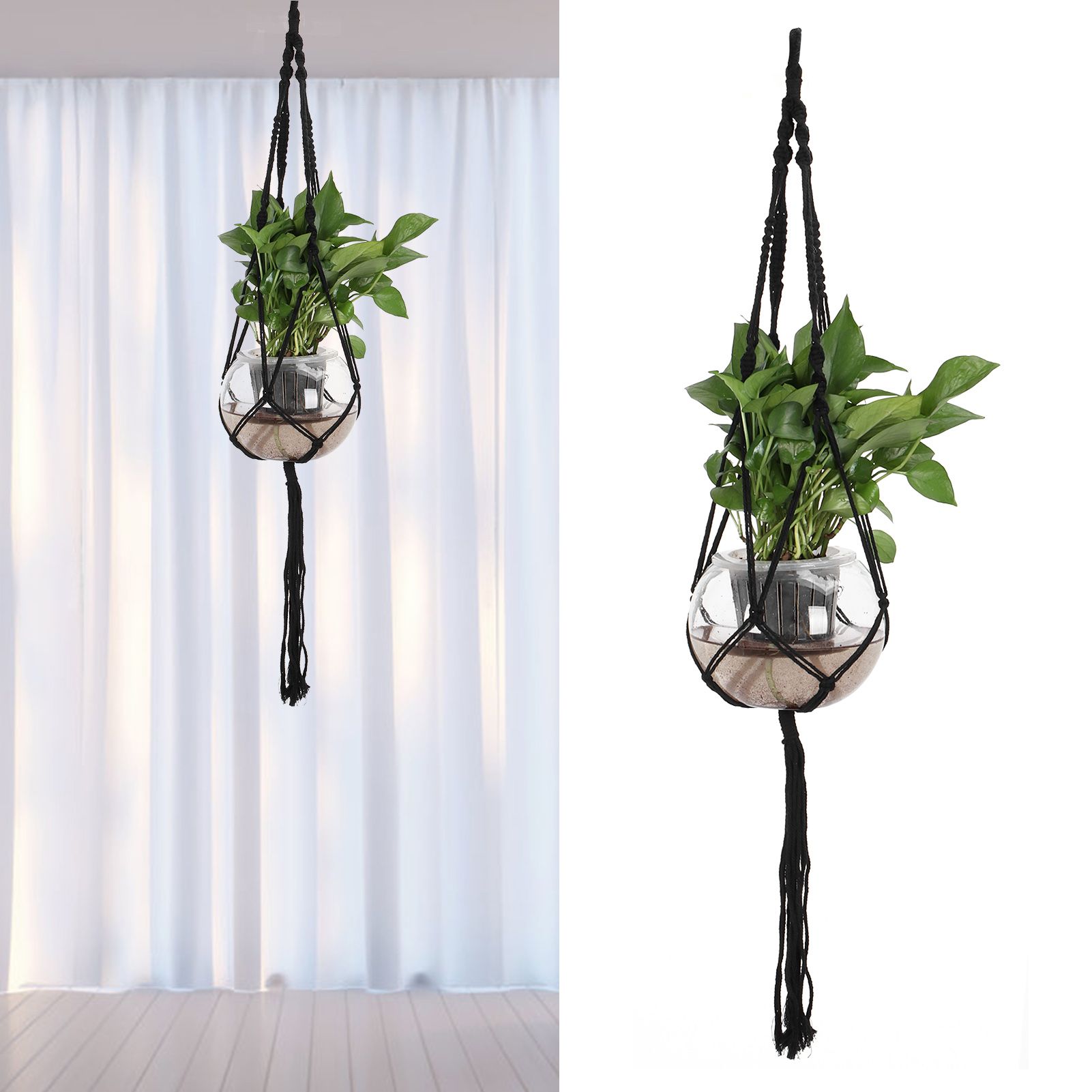 Cotton Twisted Rope Plant Hanger Hanging Planter Decorative Flower Pot Holder view 12