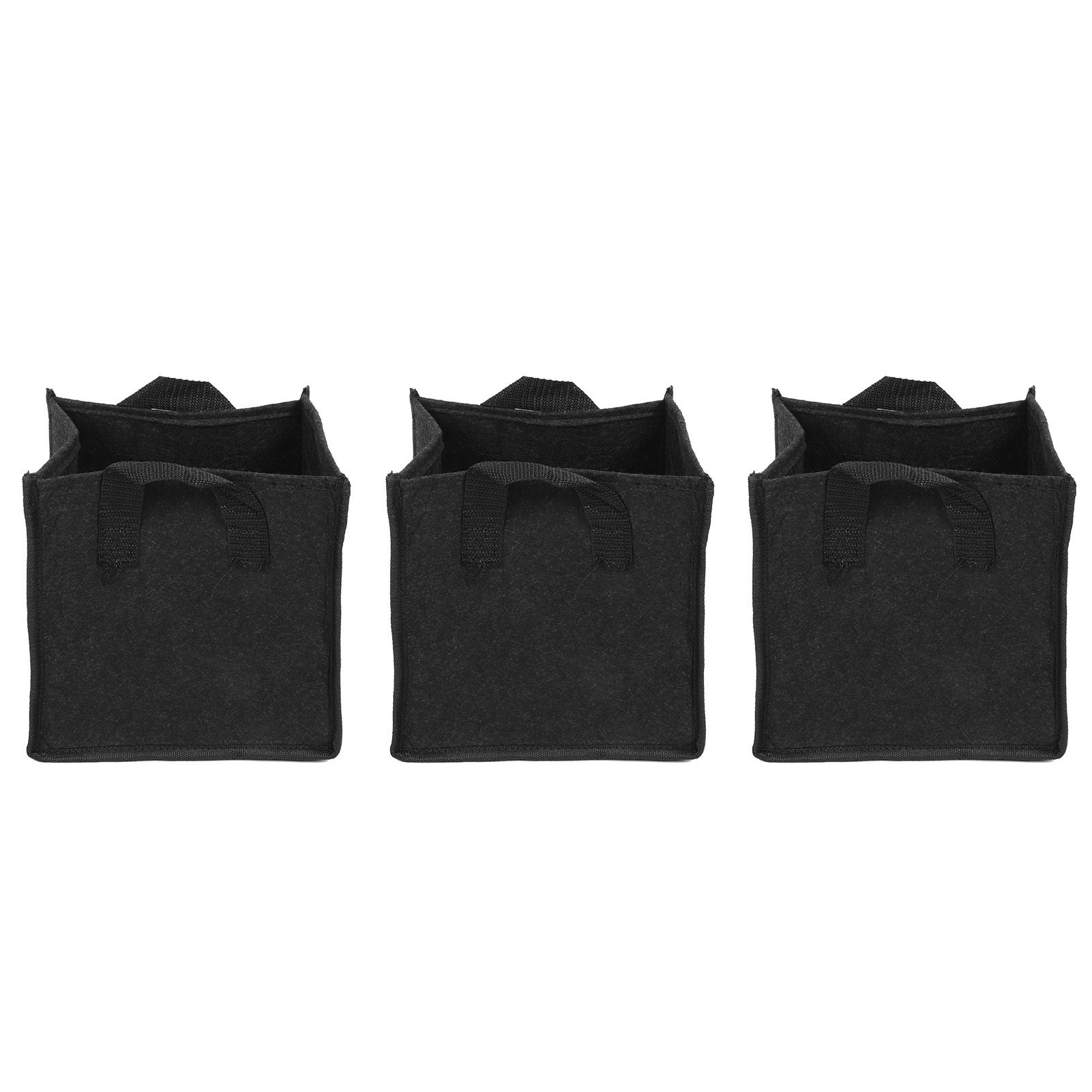 3Pcs Plant Growing Bag with Handles Black Square Felt Garden Vegetable Grow