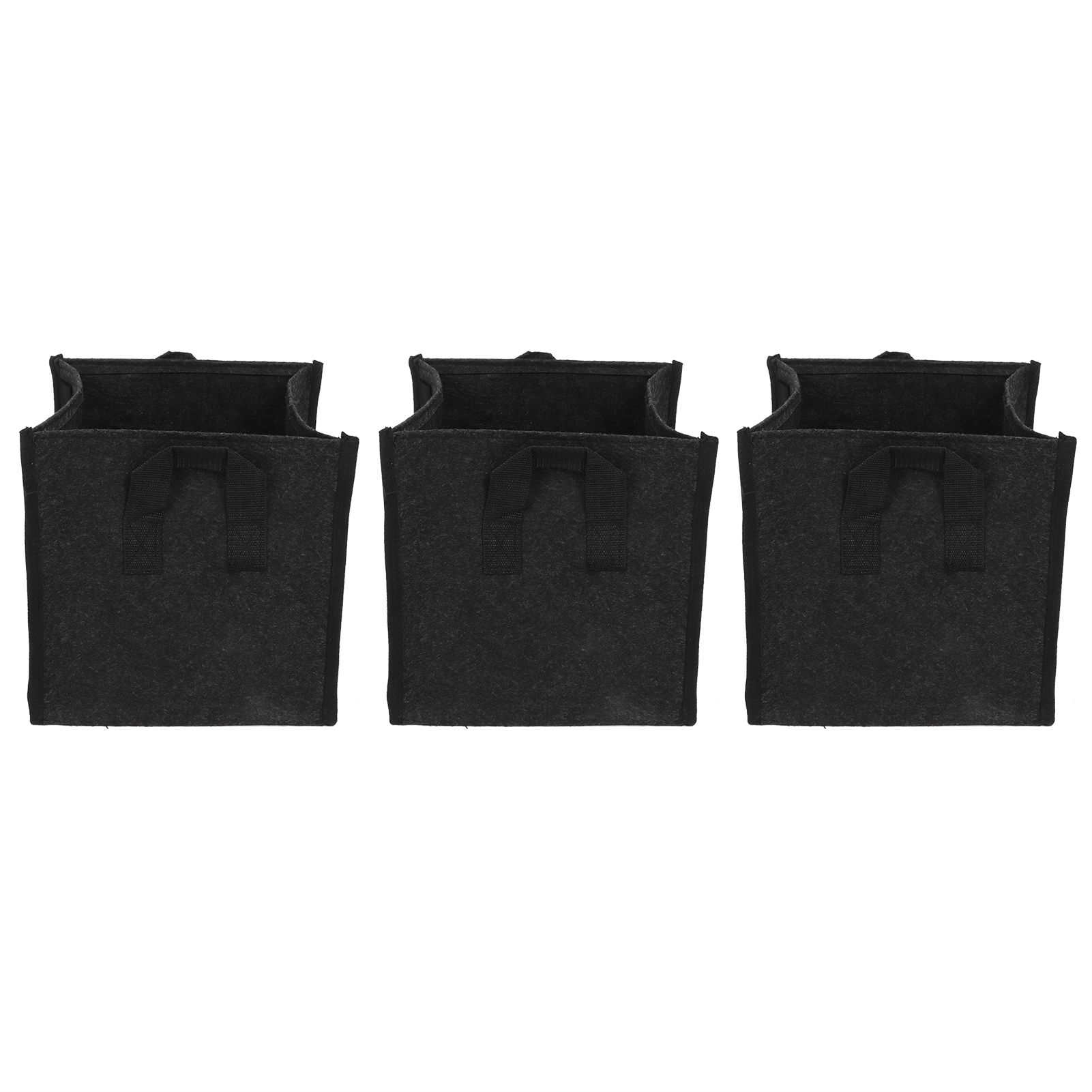 3Pcs Plant Growing Bag with Handles Black Square Felt Garden Vegetable Grow
