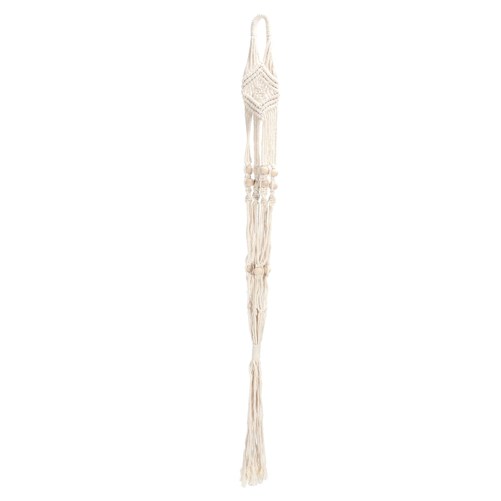 Cotton Rhombus Rope Pattern Plant Hanger with 12 Beads Hanging Flower Pot view 6