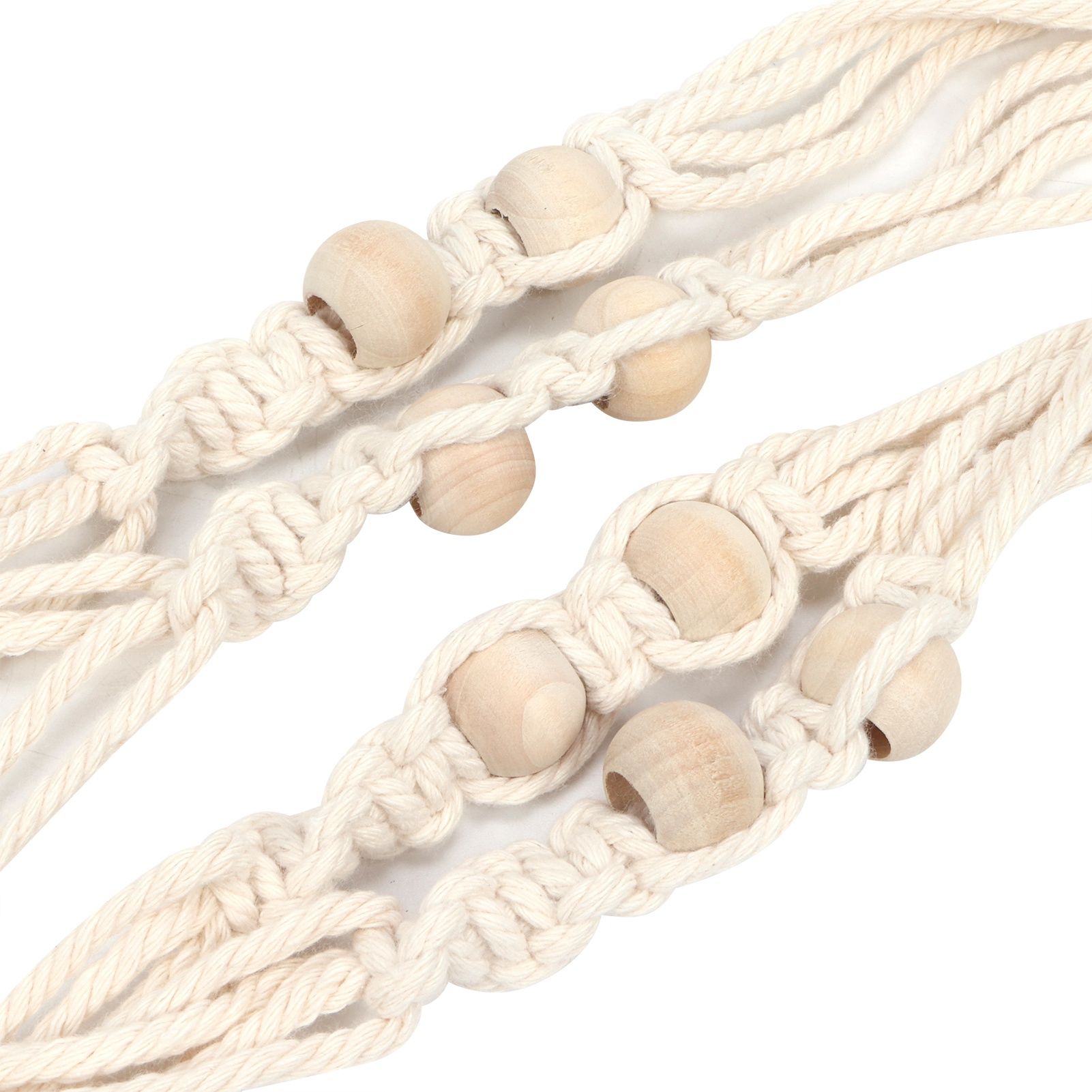 Cotton Rhombus Rope Pattern Plant Hanger with 12 Beads Hanging Flower Pot view 14