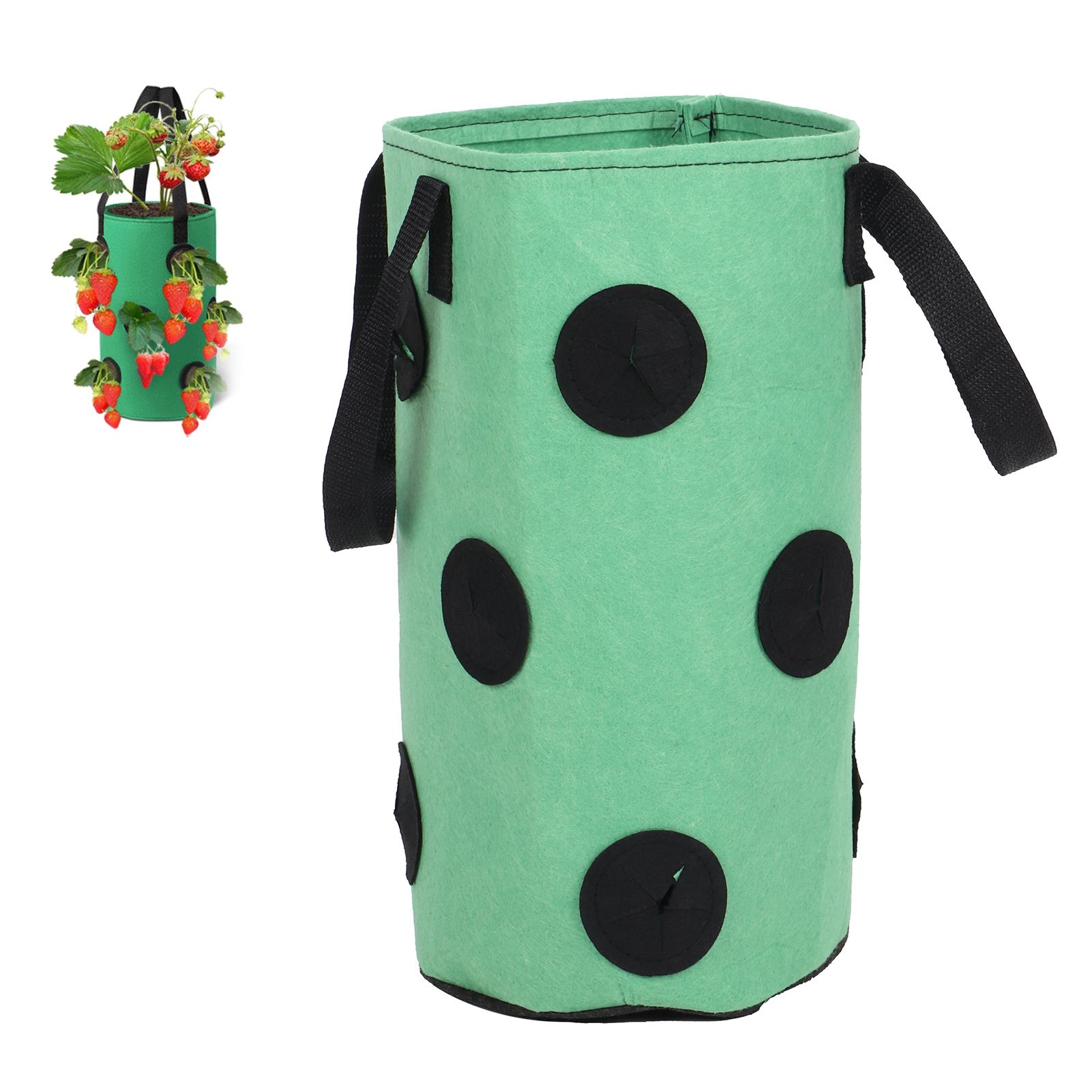 12 Holes Strawberry Planter Bag with Handles Portable Felt Plant Growing Bag view 11