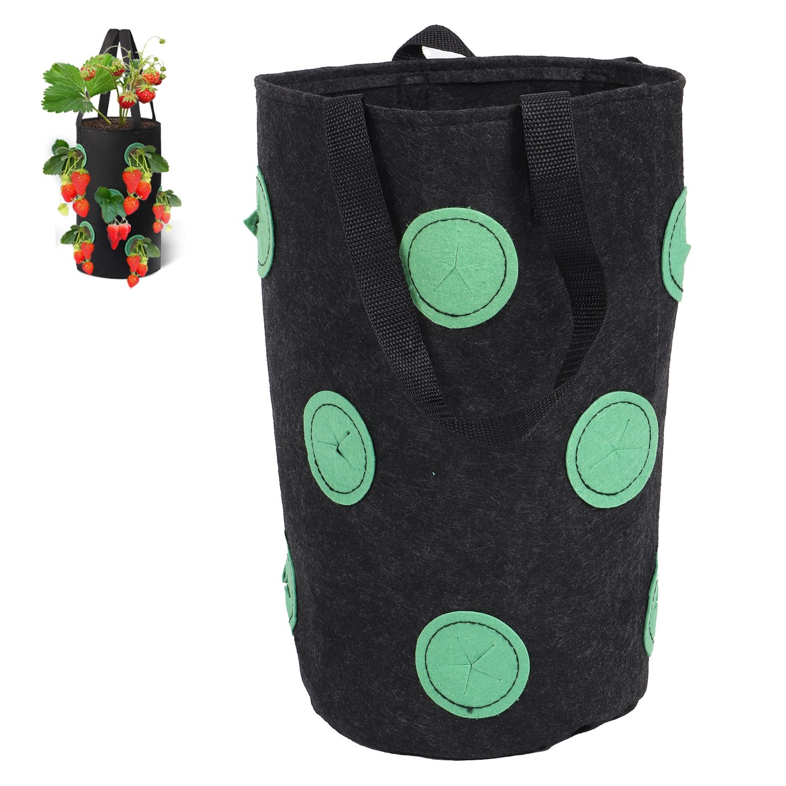 12 Holes Strawberry Planter Bag with Handles Portable Felt Plant Growing Bag view 11