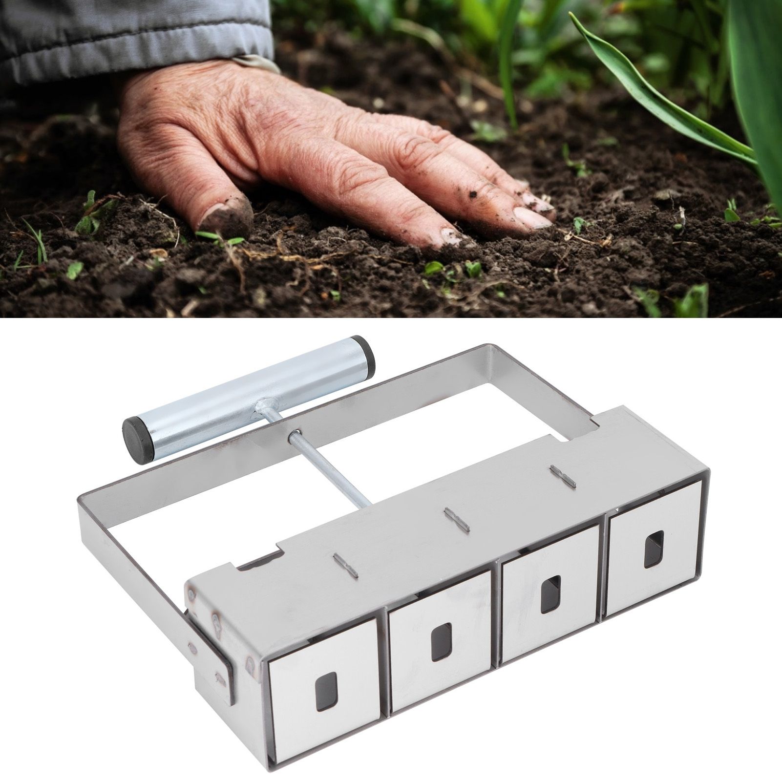 4 Grids Manual Soil Blocker Soil Blocking Tool for Seedlings Greenhouse Plant view 12