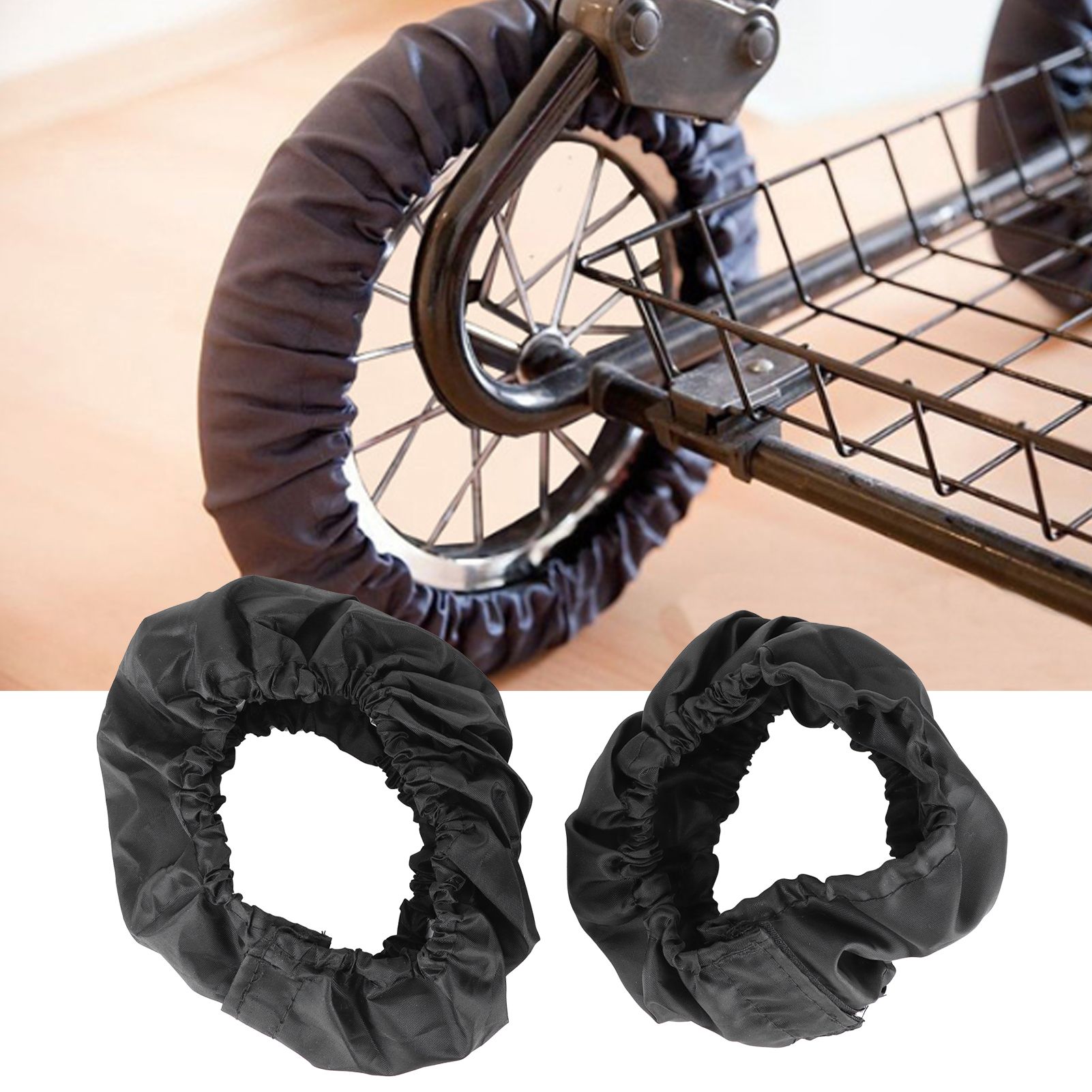2Pcs Stroller Wheel Cover Oxford Cloth Dustproof Infant Pushchair Tire view 10