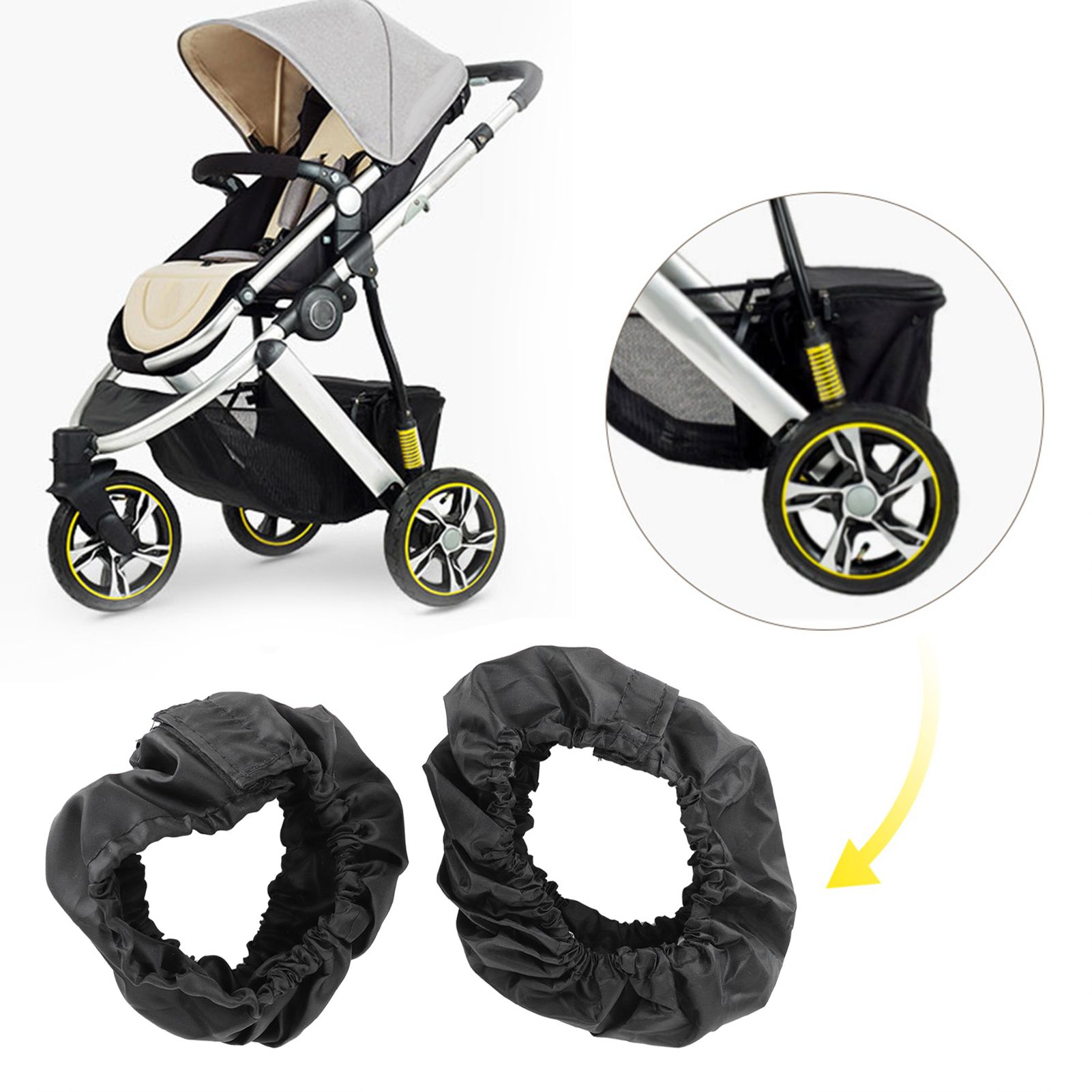 2Pcs Stroller Wheel Cover Oxford Cloth Dustproof Infant Pushchair Tire view 15