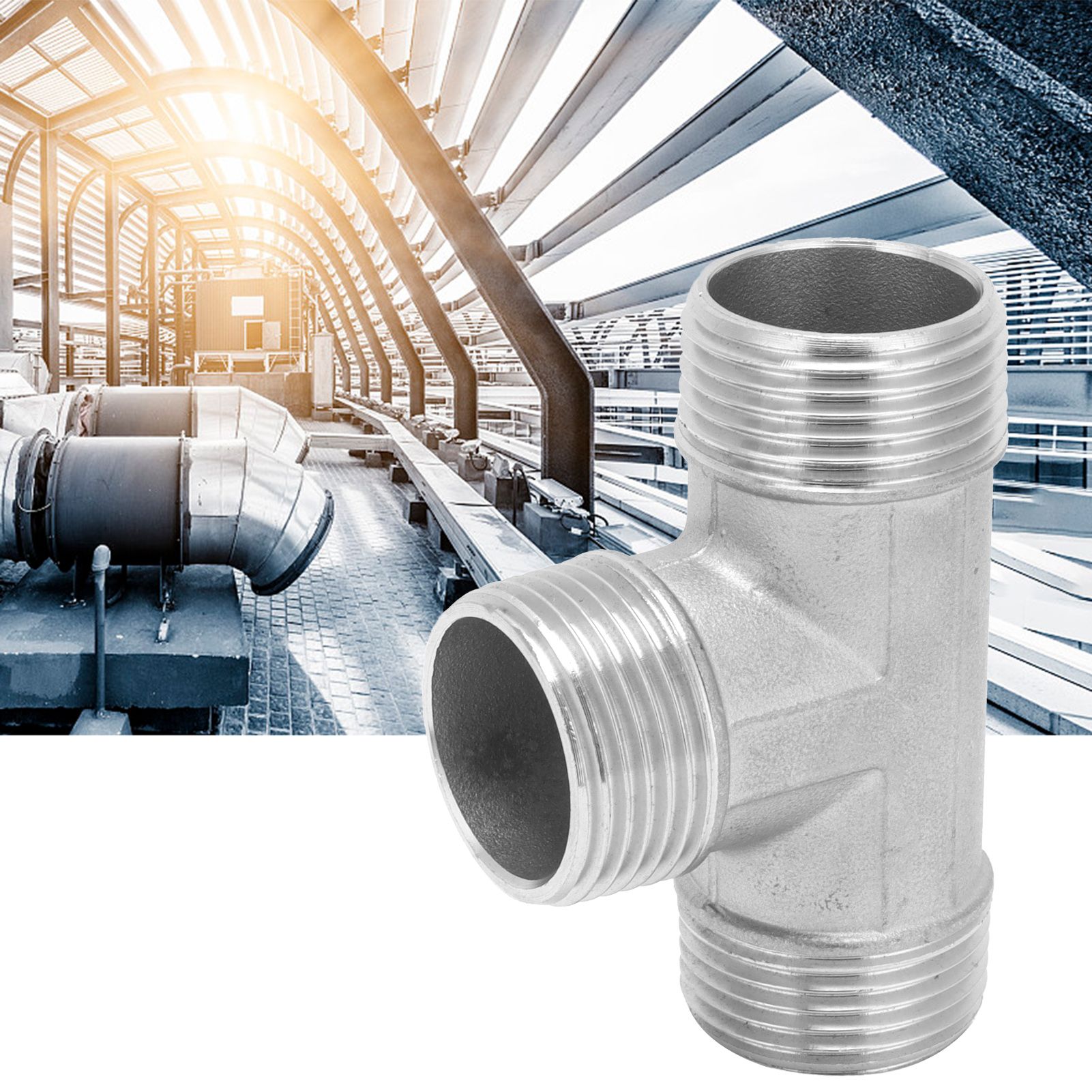 T Shaped Connector G1in Male Thread Stainless Steel Tee Adapter Hardware Pipe view 12