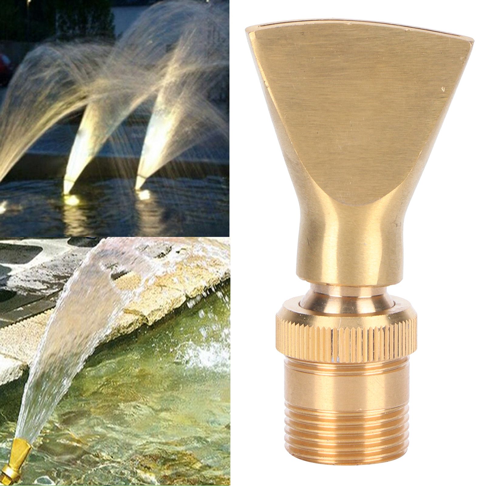 Brass Narrow Fan Jet Water Fountain Nozzle Spray Head Adjustable Pond view 12