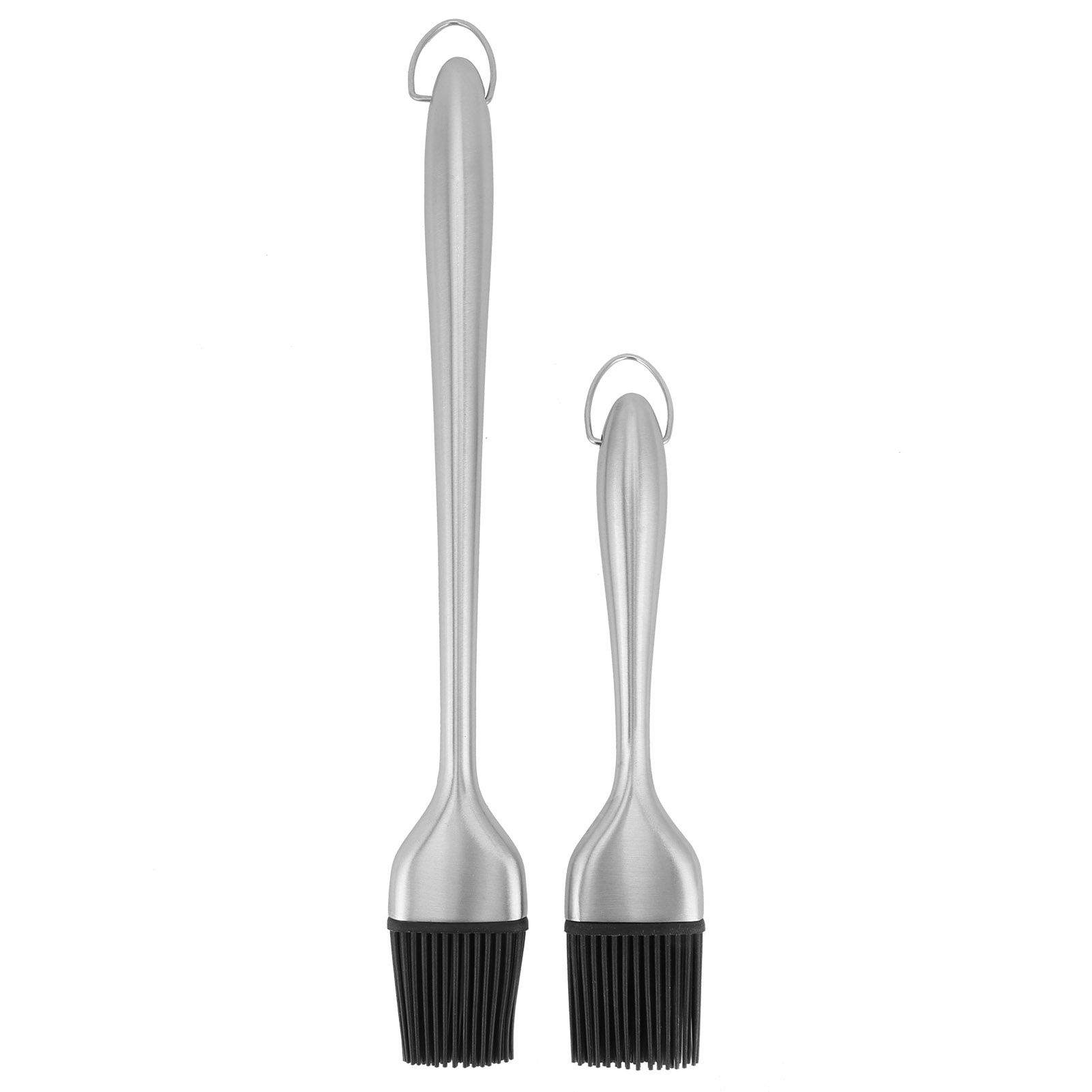 2Pcs/Set Stainless Steel Oil Brush with Food Grade Silicone Barbecue Baking — image 1