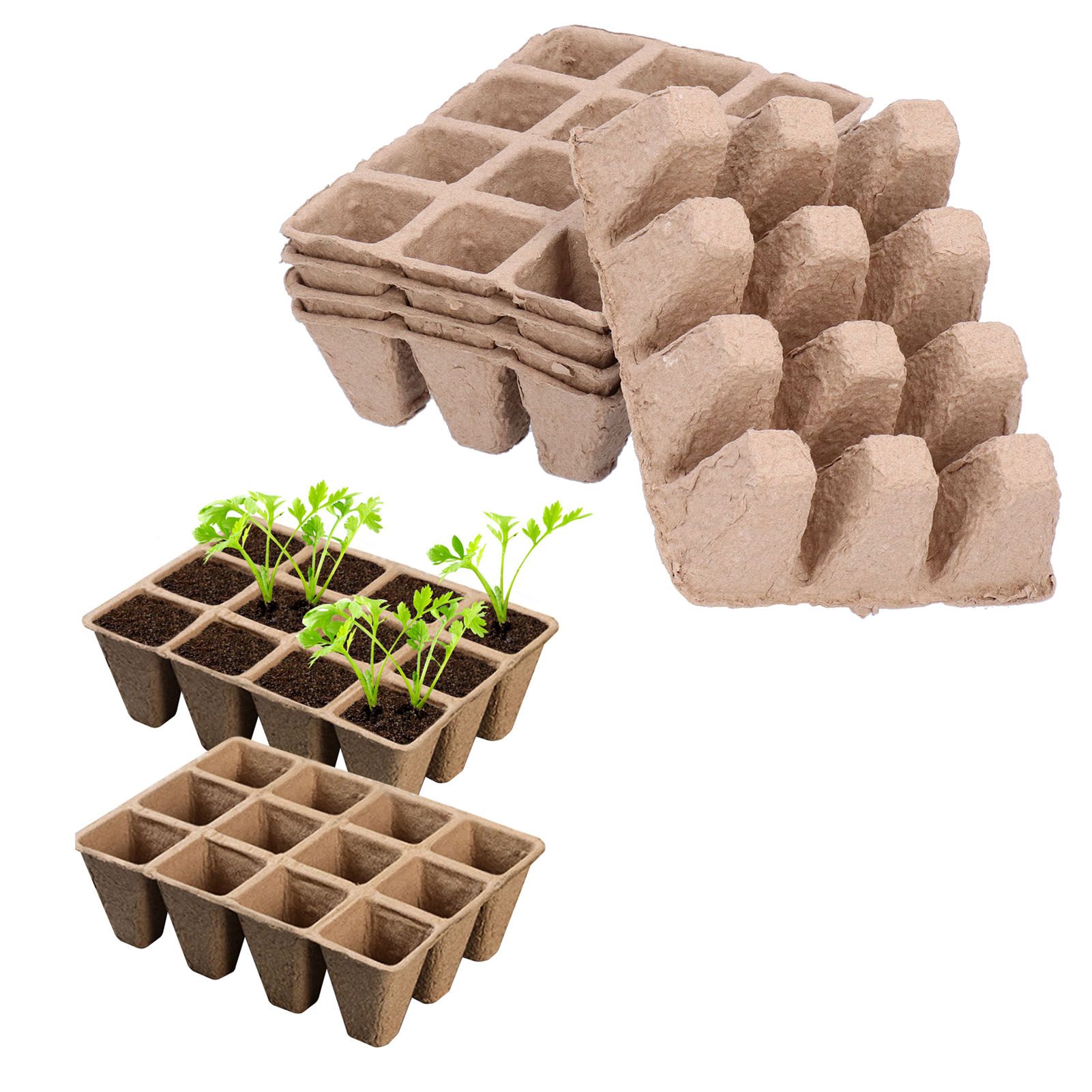 10Pcs 12‑Grid Paper Peat Pot Degradable Nursery Seedling Cup Gardening Accessory view 11
