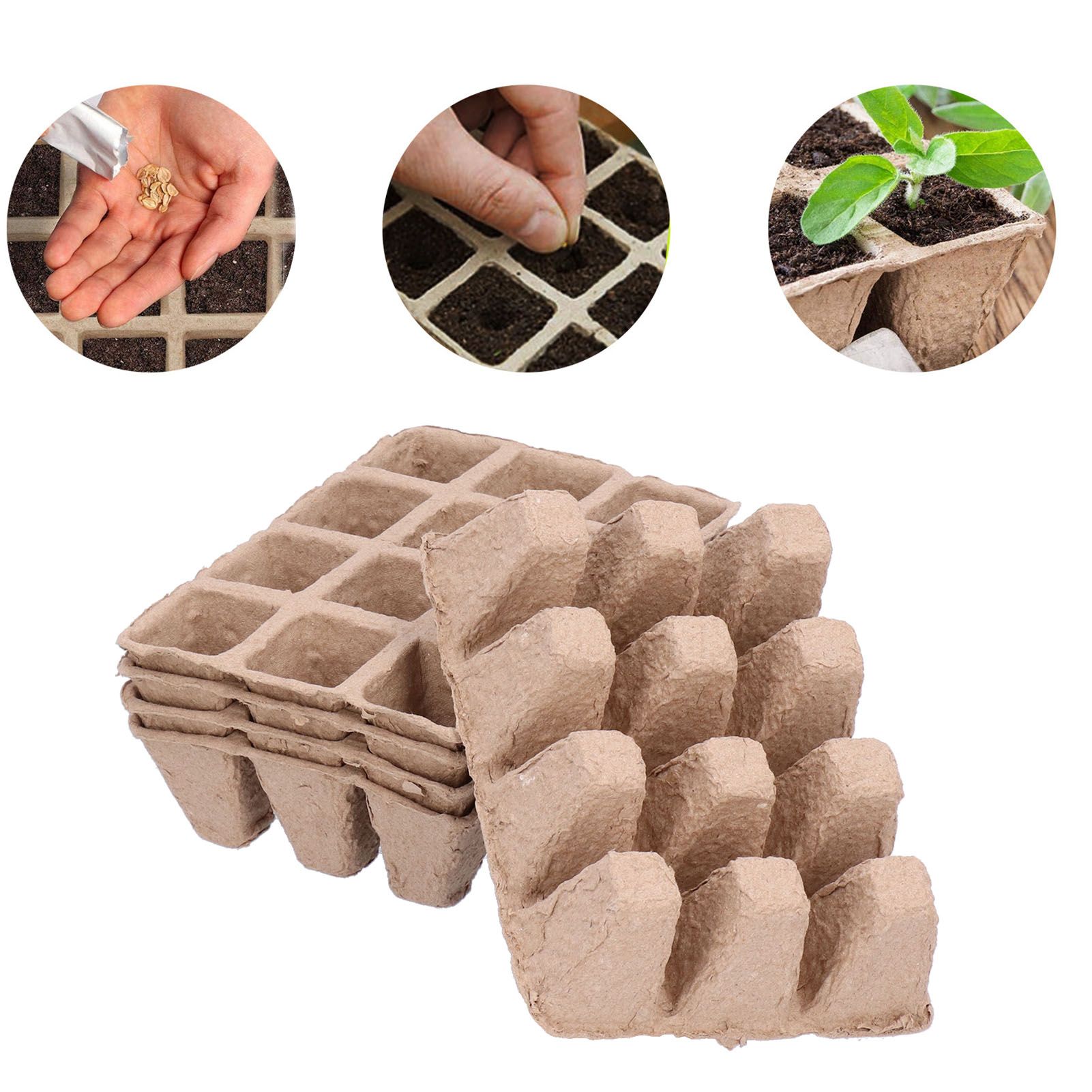 10Pcs 12‑Grid Paper Peat Pot Degradable Nursery Seedling Cup Gardening Accessory view 12