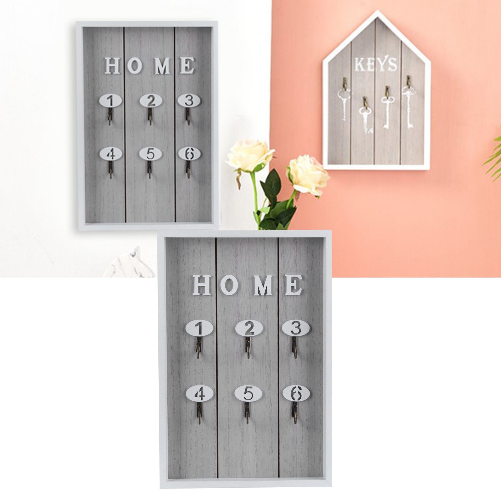 WallMounted Key Rack Wooden Key Organizer Hanger Decorative Key Hanging Holder view 9