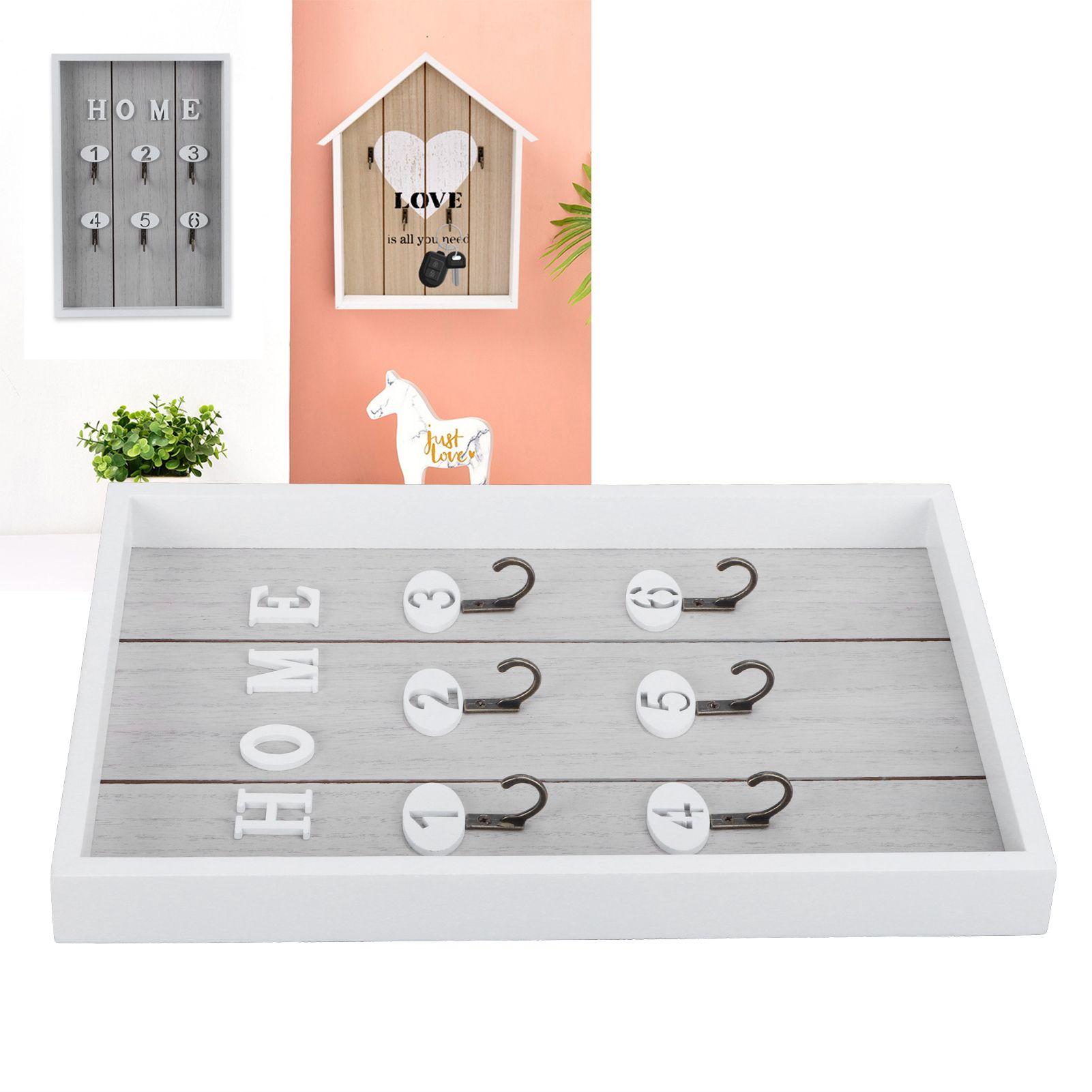 WallMounted Key Rack Wooden Key Organizer Hanger Decorative Key Hanging Holder view 10