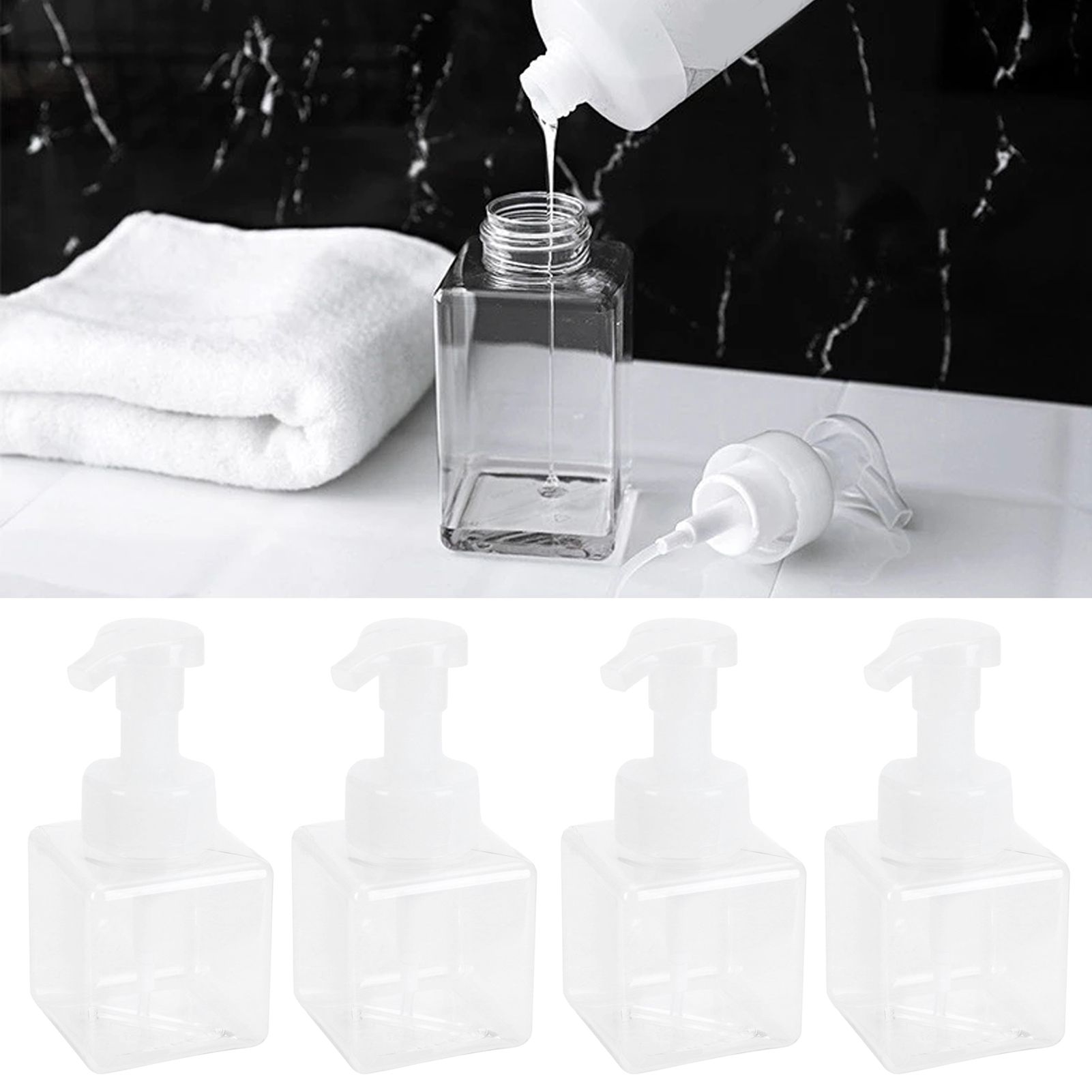 4PCS 250ml Clear Plastic Pump Bottles Foaming Soap Dispenser Refillable Foam view 9