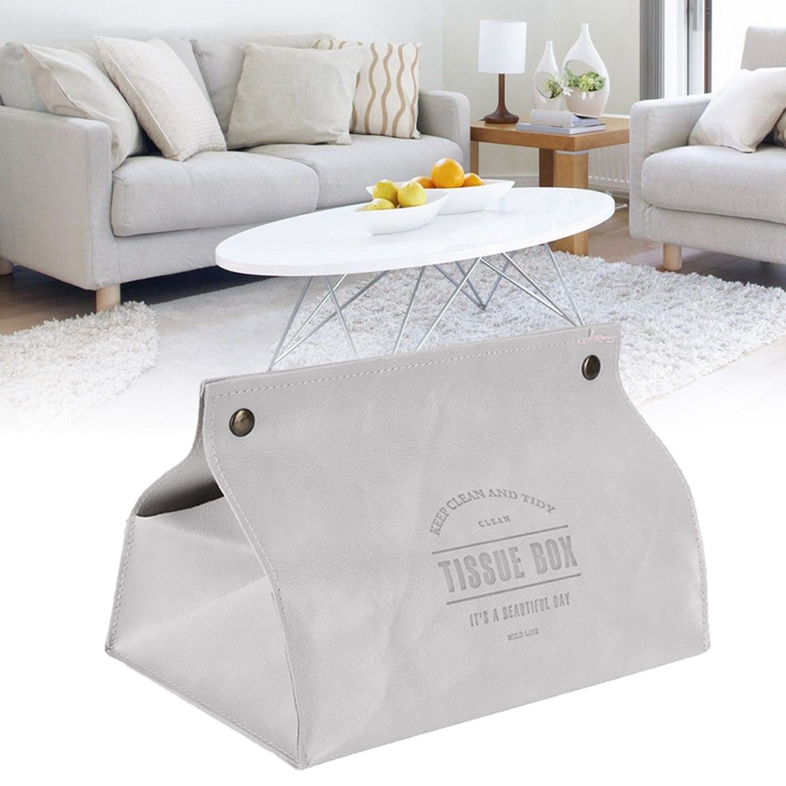 PU Leather Originality Tissue Box Desktop Tissue Organizer for Bedroom Living view 10