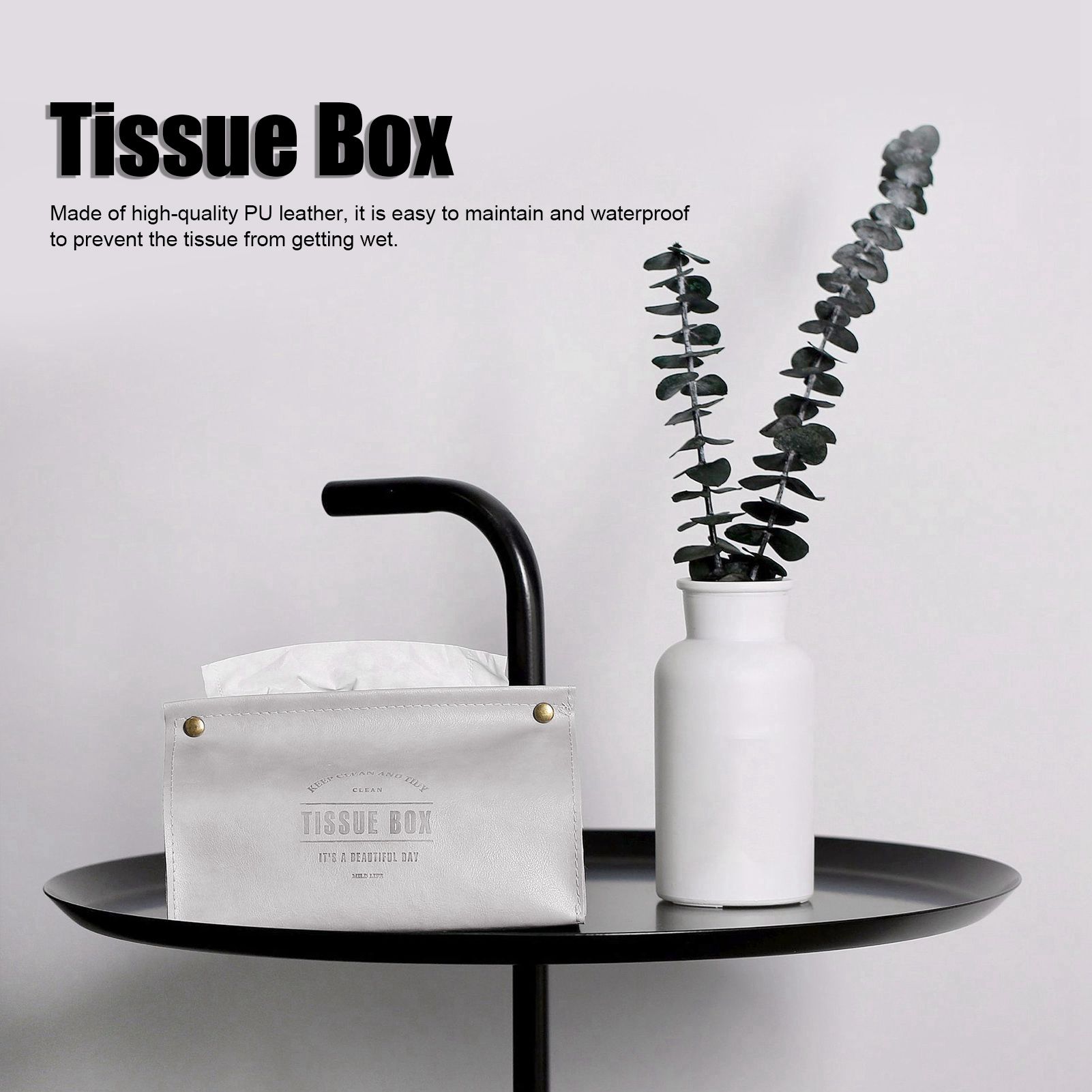 PU Leather Originality Tissue Box Desktop Tissue Organizer for Bedroom Living view 12