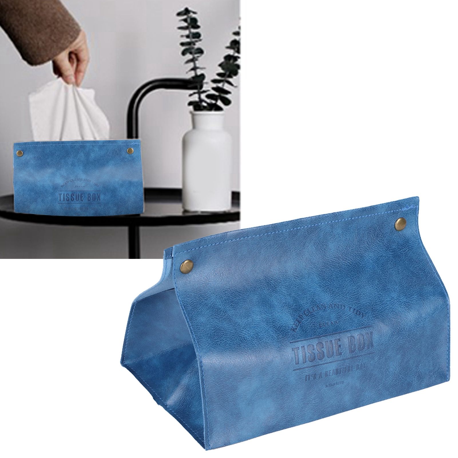 PU Leather Originality Tissue Box Desktop Tissue Organizer for Bedroom Living view 9