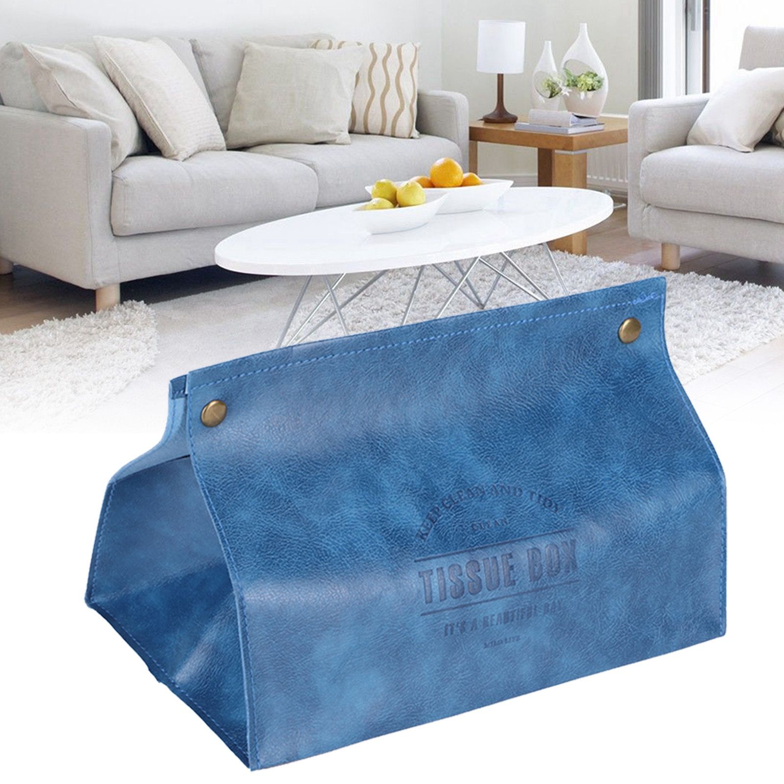 PU Leather Originality Tissue Box Desktop Tissue Organizer for Bedroom Living view 10