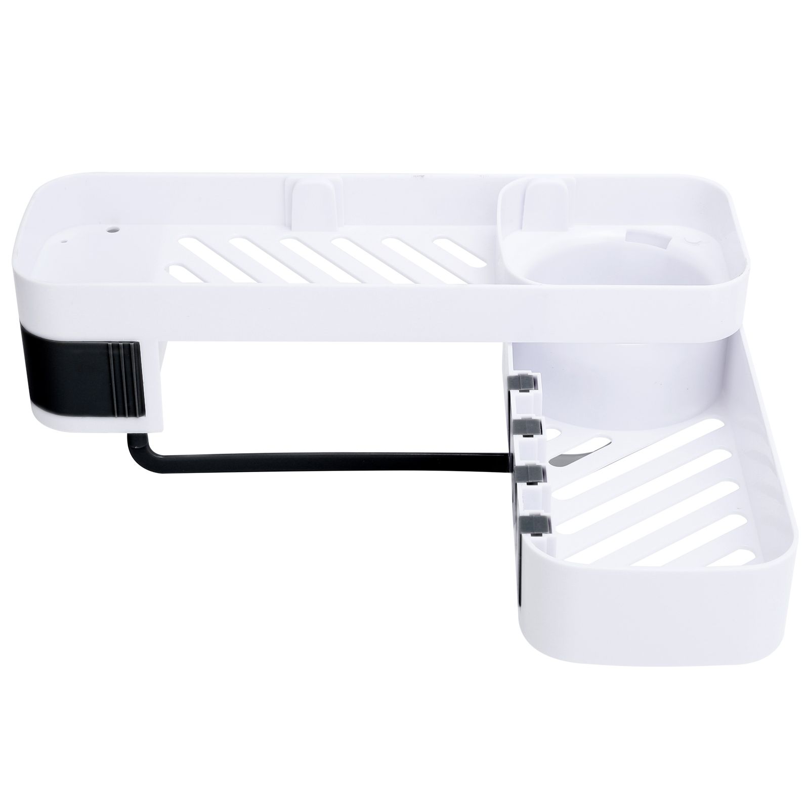 No Drilling Corner Shower Shelf Wall Mounted Bathroom Storage Rack with Towel view 4