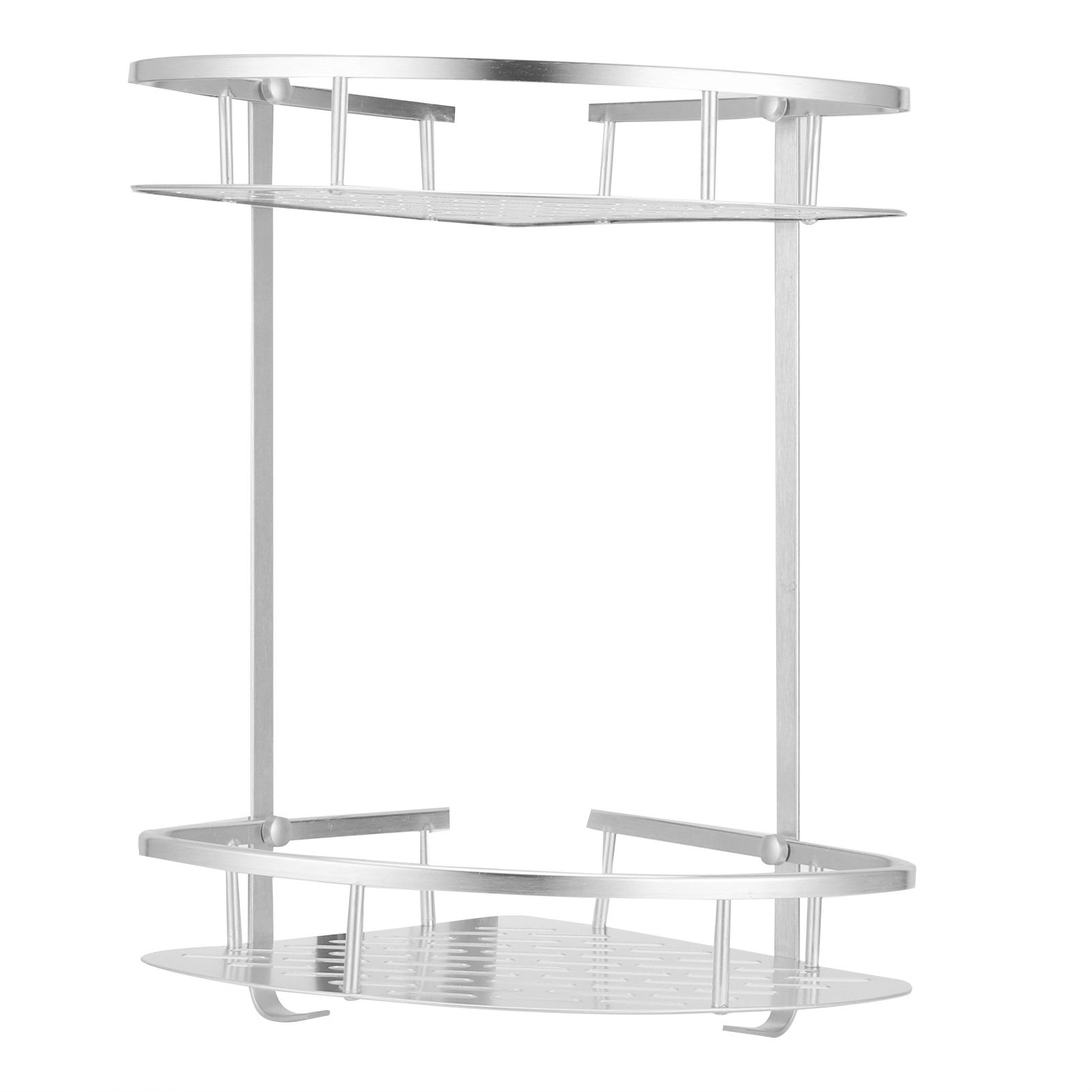 2 Layer Corner Shower Shelf Wall Mounted Aluminum Rack for Bathroom Kitchen view 2