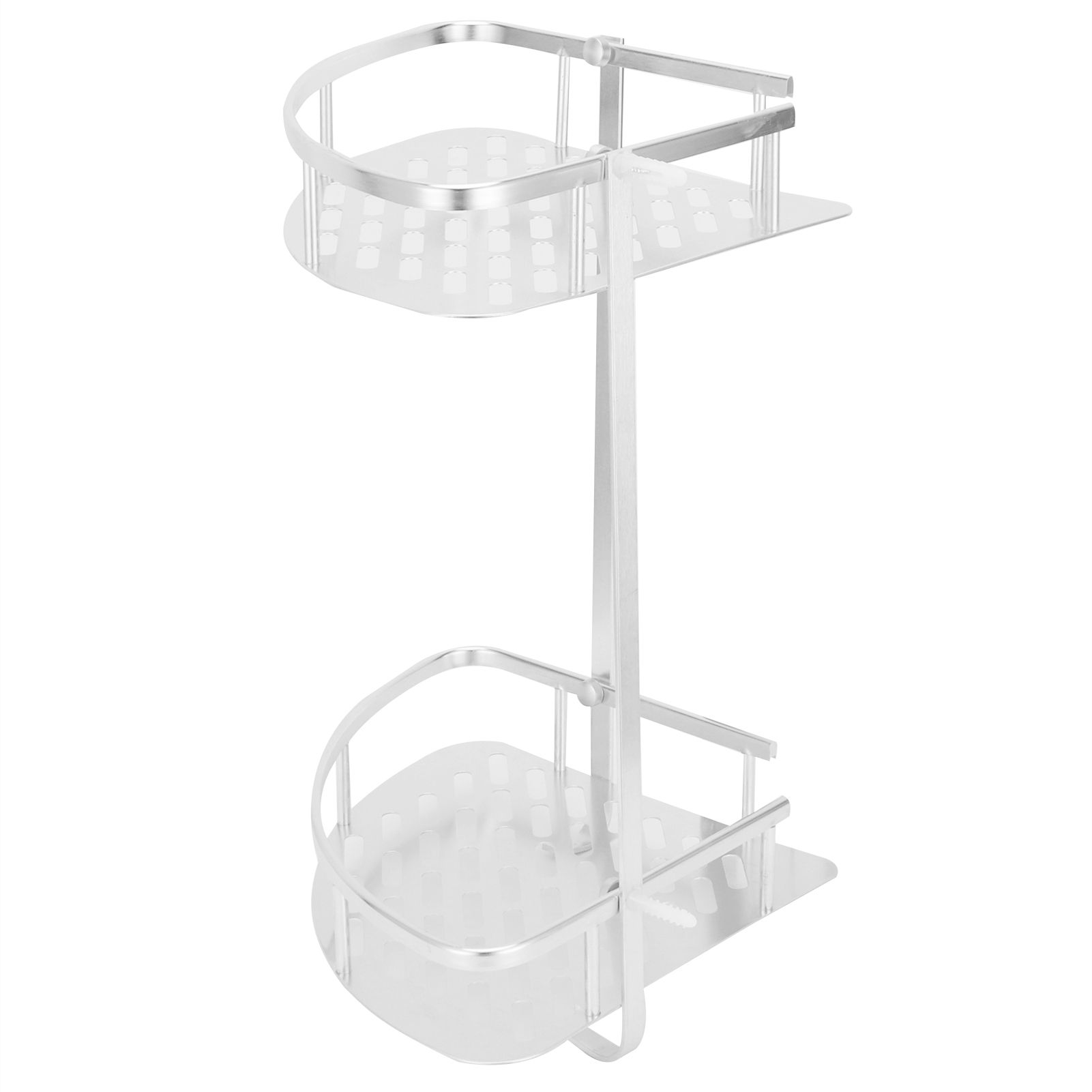 2 Layer Corner Shower Shelf Wall Mounted Aluminum Rack for Bathroom Kitchen view 4