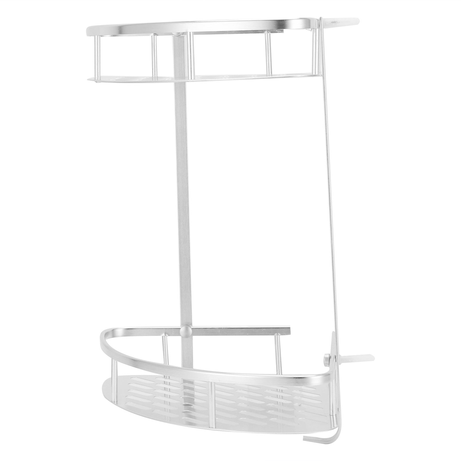 2 Layer Corner Shower Shelf Wall Mounted Aluminum Rack for Bathroom Kitchen view 5