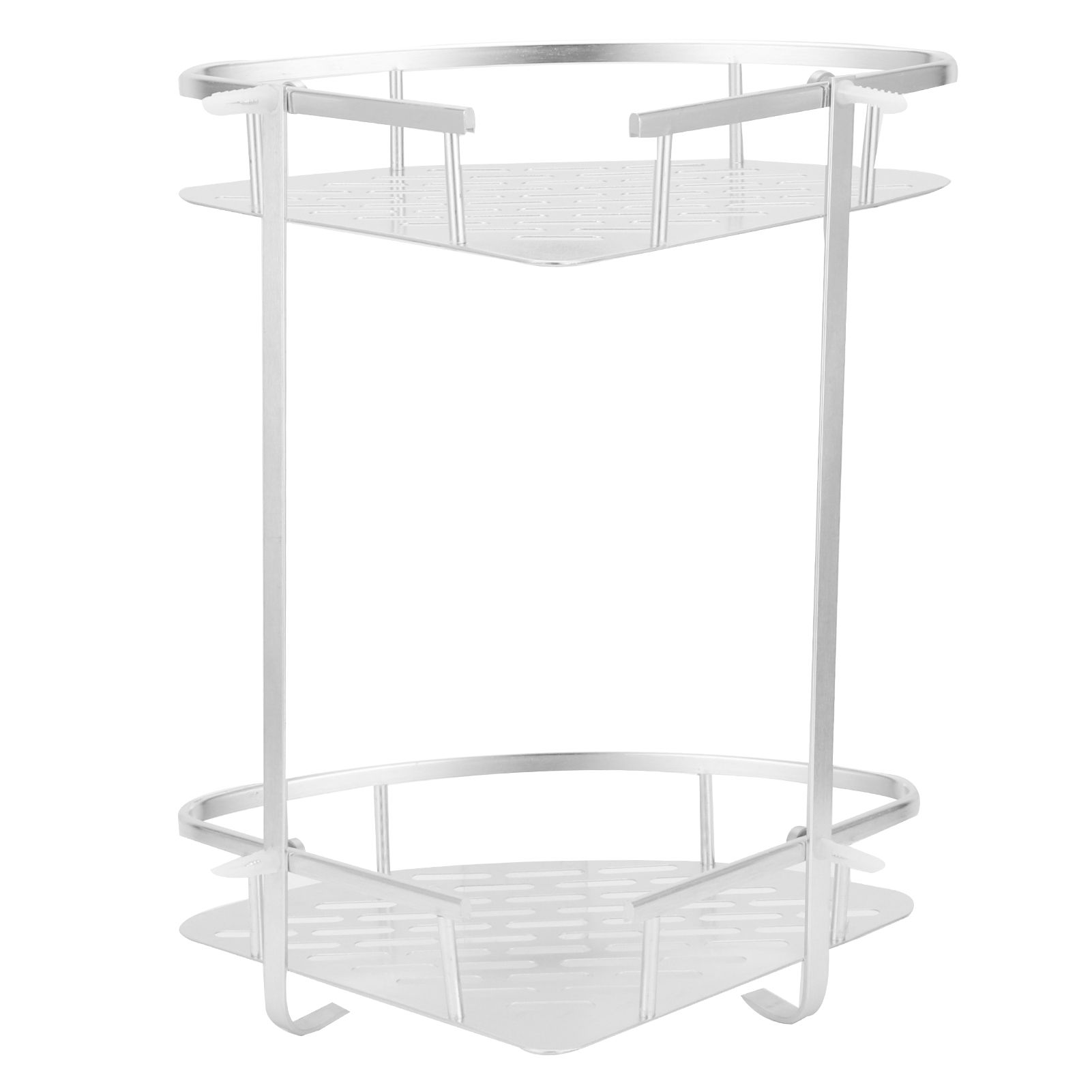 2 Layer Corner Shower Shelf Wall Mounted Aluminum Rack for Bathroom Kitchen view 6