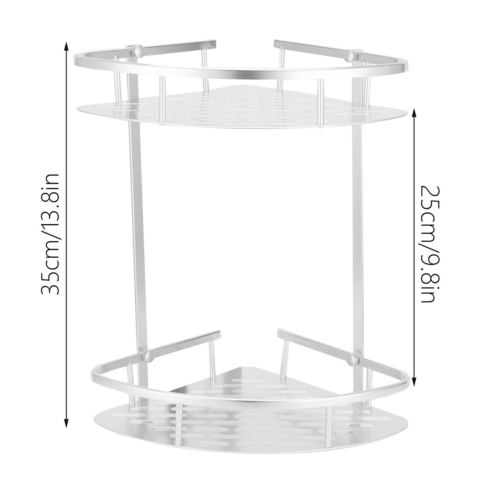 2 Layer Corner Shower Shelf Wall Mounted Aluminum Rack for Bathroom Kitchen view 11