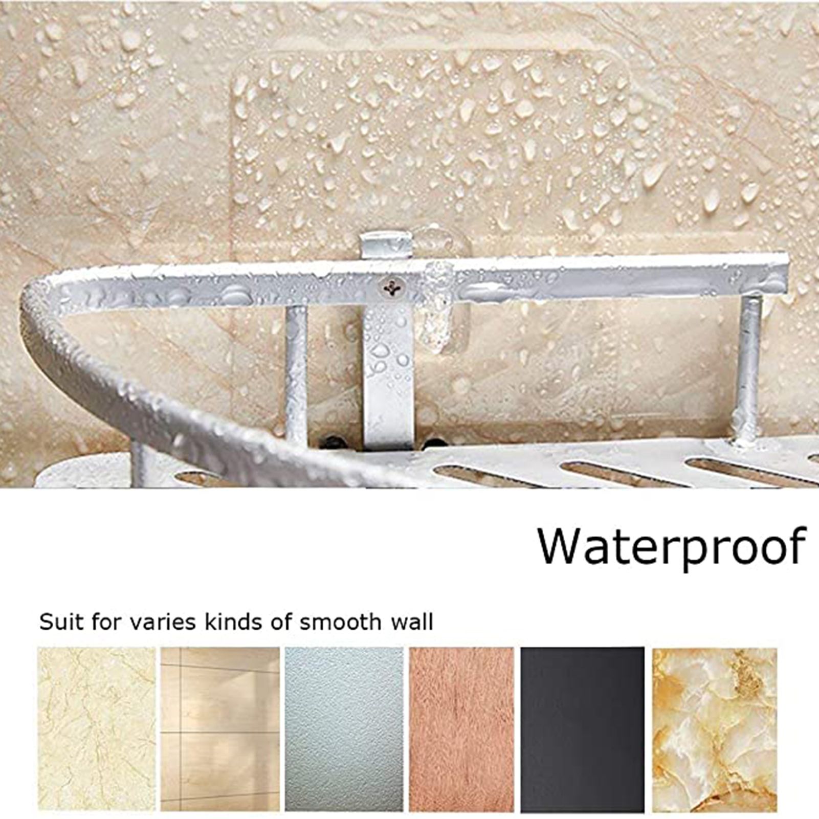 2 Layer Corner Shower Shelf Wall Mounted Aluminum Rack for Bathroom Kitchen view 12