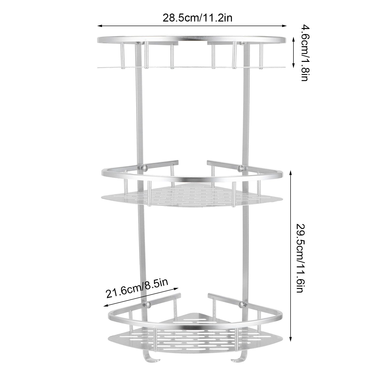3 Tiers Corner Shower Shelf Wall Mounted Shower Organizer Storage Rack for view 15
