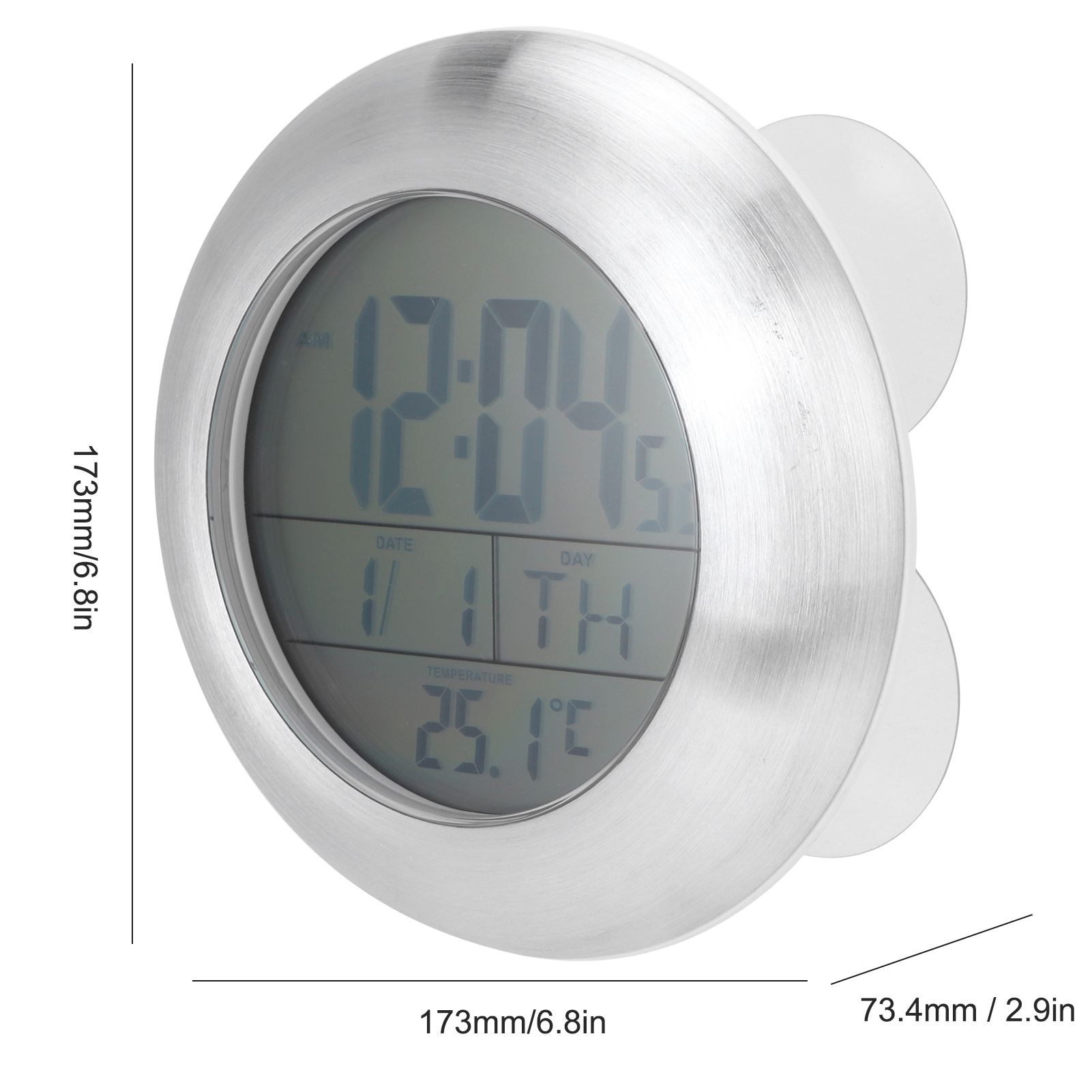 Shower Wall Clock Portable Waterproof Digital Clock with Temperature Calendar view 14