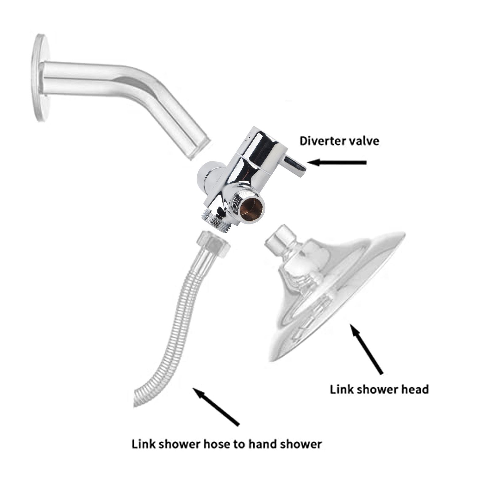 G1/2 Shower Head Diverter Valve Shower Arm Splitter for Hand Showerhead and view 15