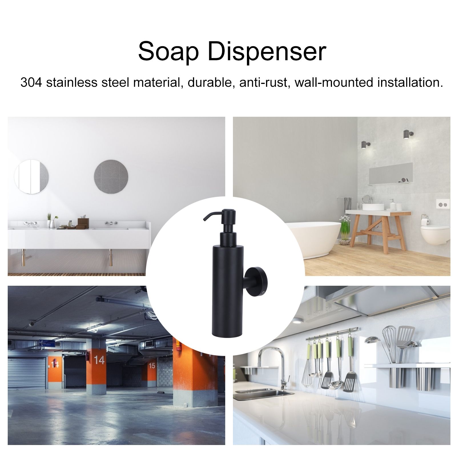 200ml Round Soap Dispenser Wall‑Mounted Shampoo Shower Gel Container Bathroom view 15