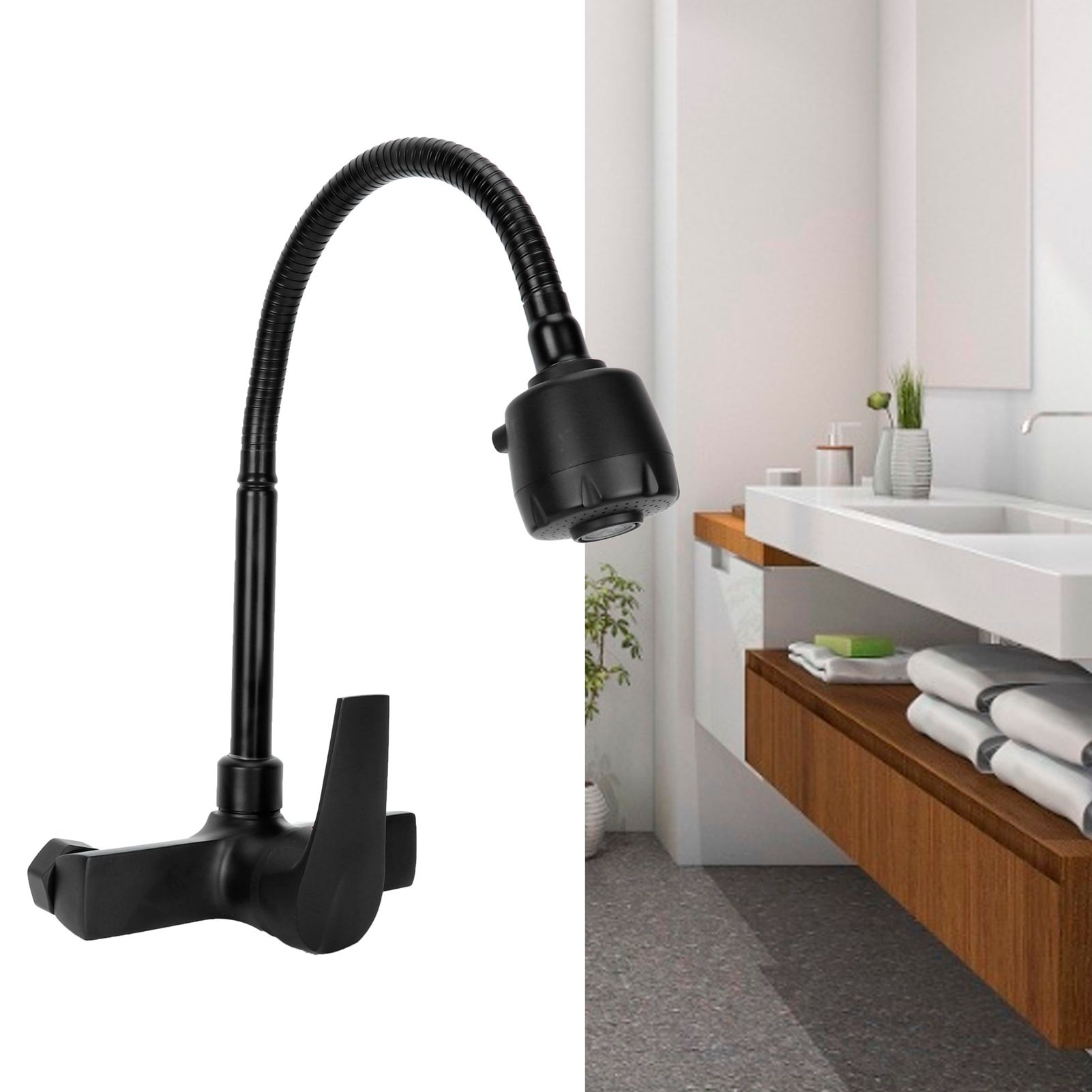 G1/2 Wall Mounted Faucet Bathtub Hot and Cold 360 Degree Rotation Water Mixer Tap view 11
