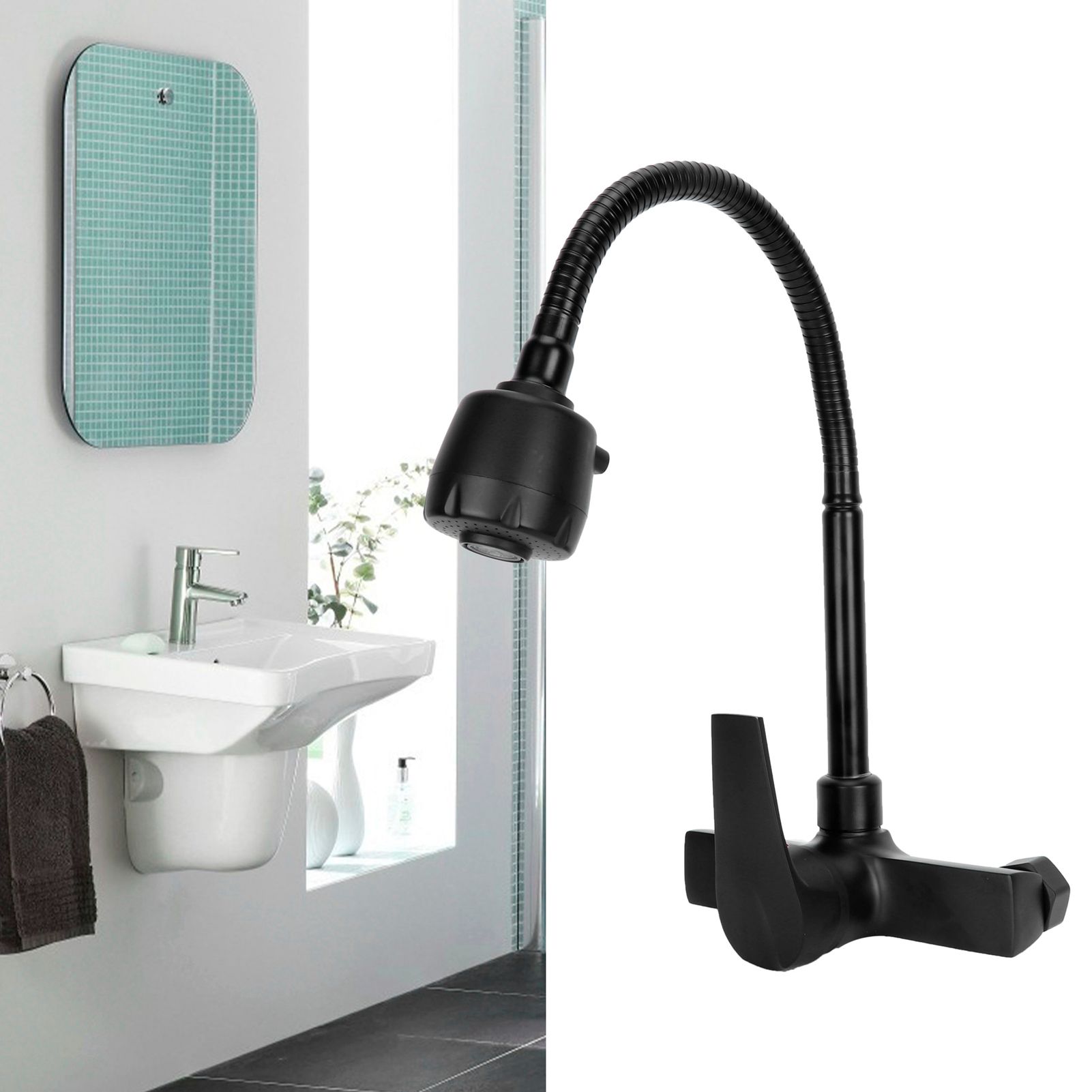 G1/2 Wall Mounted Faucet Bathtub Hot and Cold 360 Degree Rotation Water Mixer Tap view 12