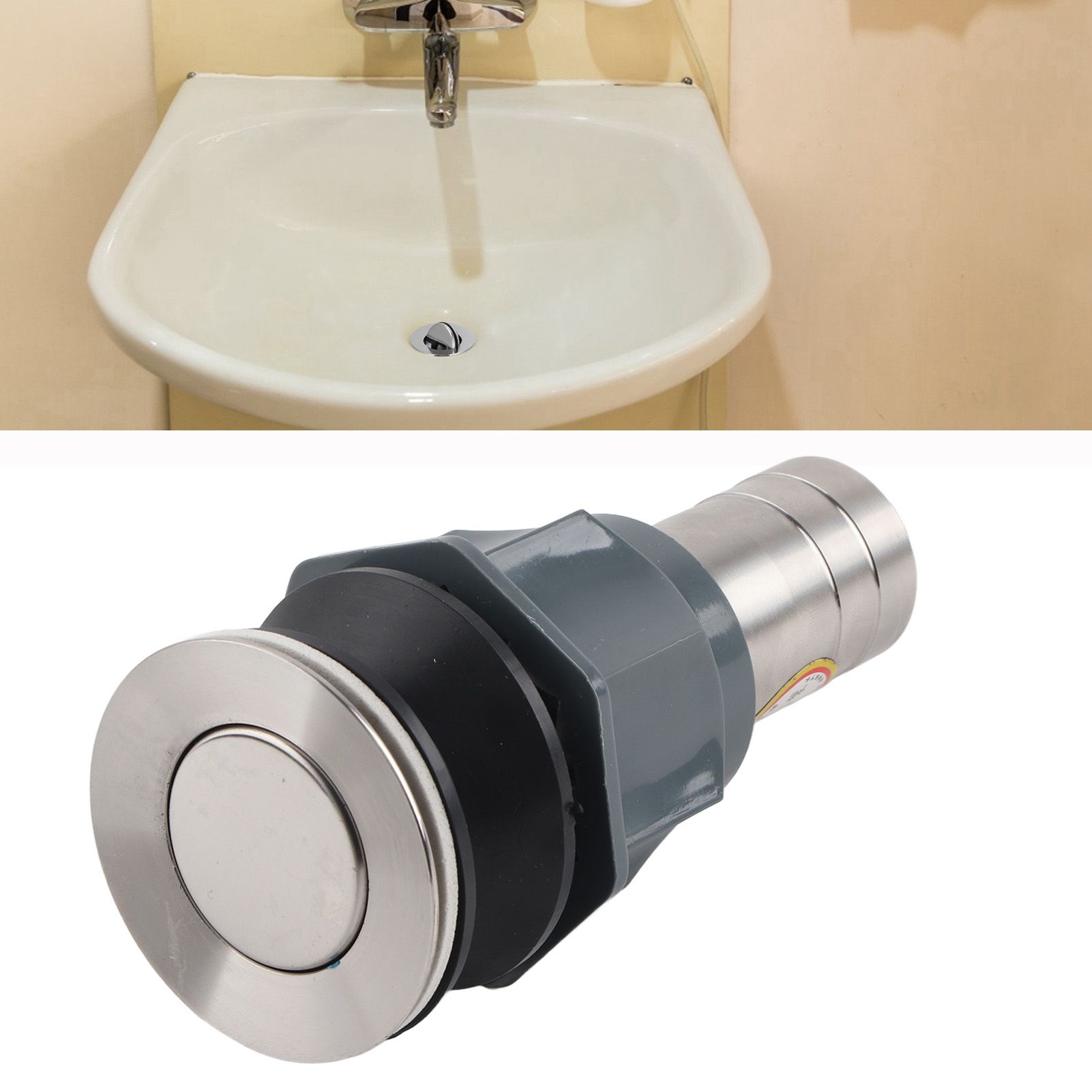 No Glue Stainless Steel Basin Drain Sink Drain Stopper NonOverflow Bathroom view 14
