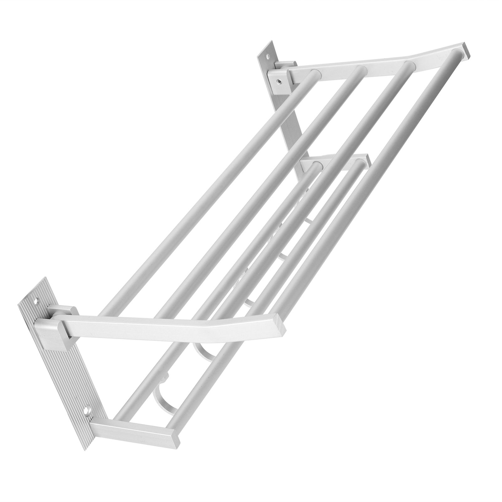 40cm Shower Shelf Foldable Aluminum Bathroom Towel Coat Rack with 5 Hooks Silver view 8