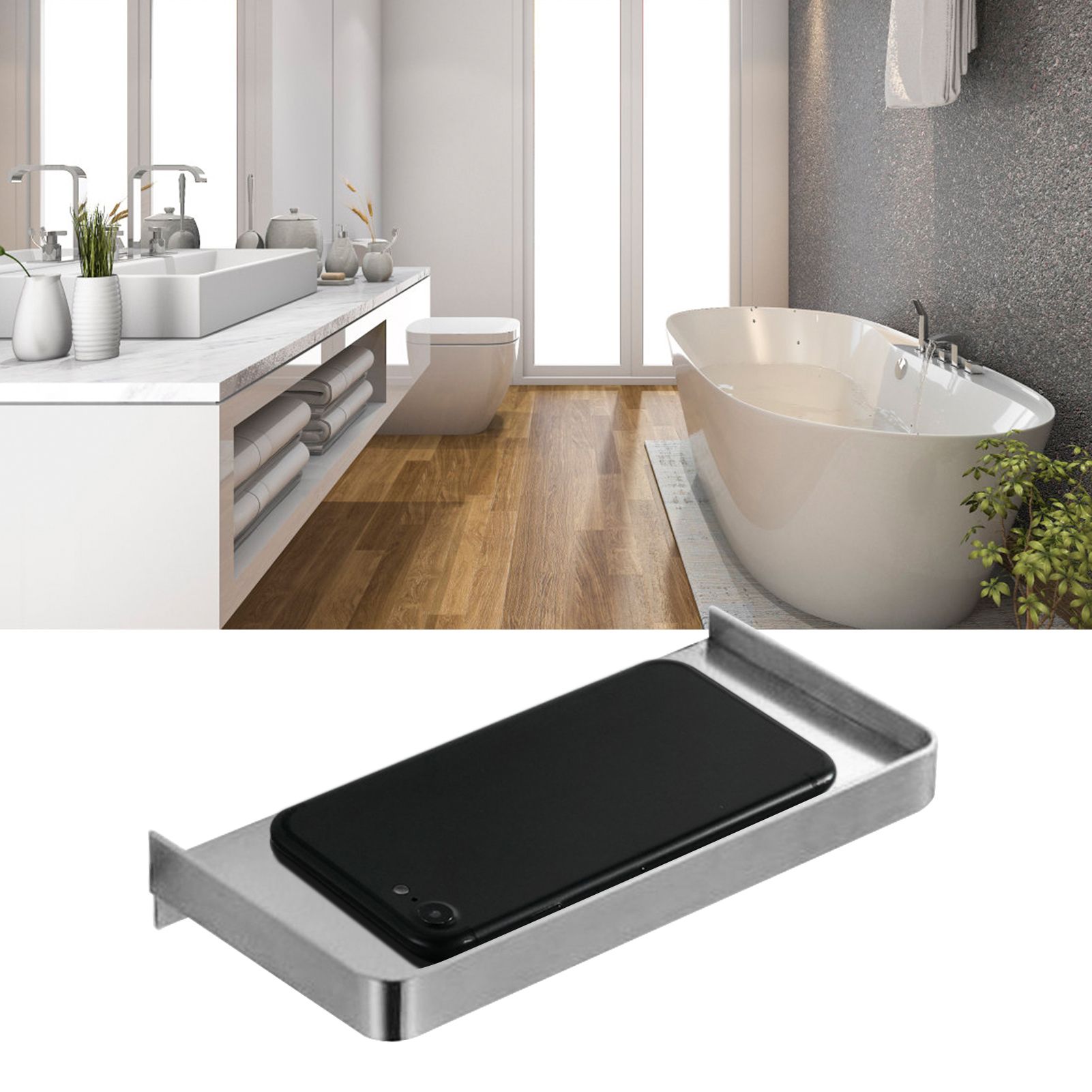 Bathroom Phone Holder Wall Mounted Thick Phone Storage Shelf Toilet Accessory view 11