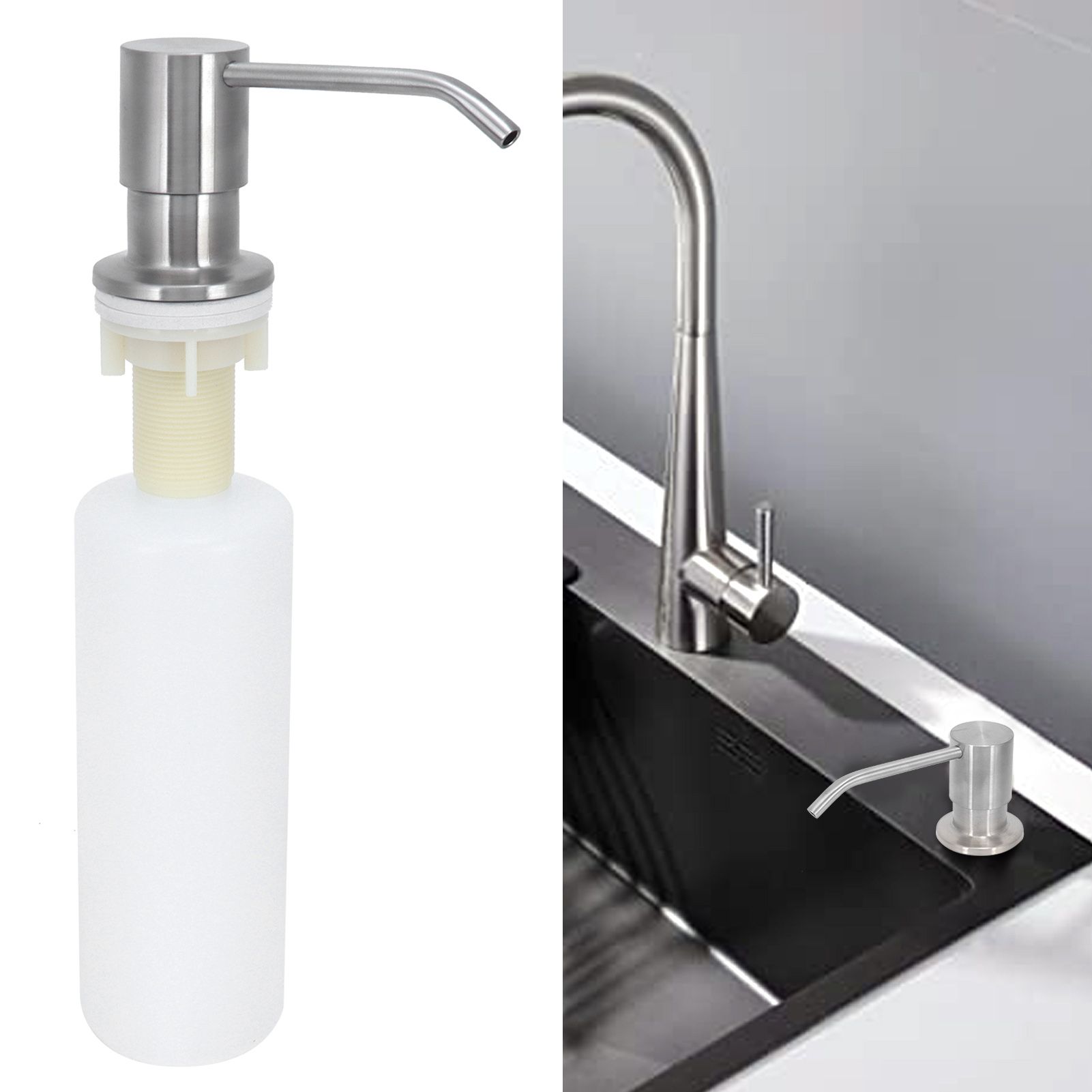 Kitchen Sink Soap Dispenser Brushed Refillable Reusable Lotion Pump Bottle view 12