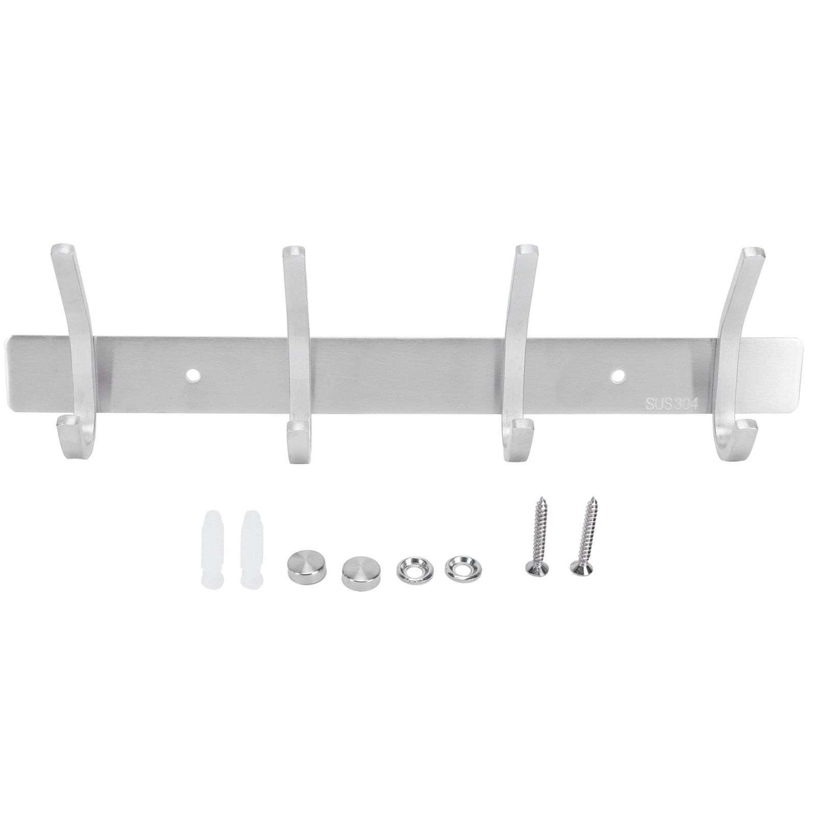 Stainless Steel Hook Wall Mounted Brushed Simple Style 4‑Hook Wall Hanger for — image 1