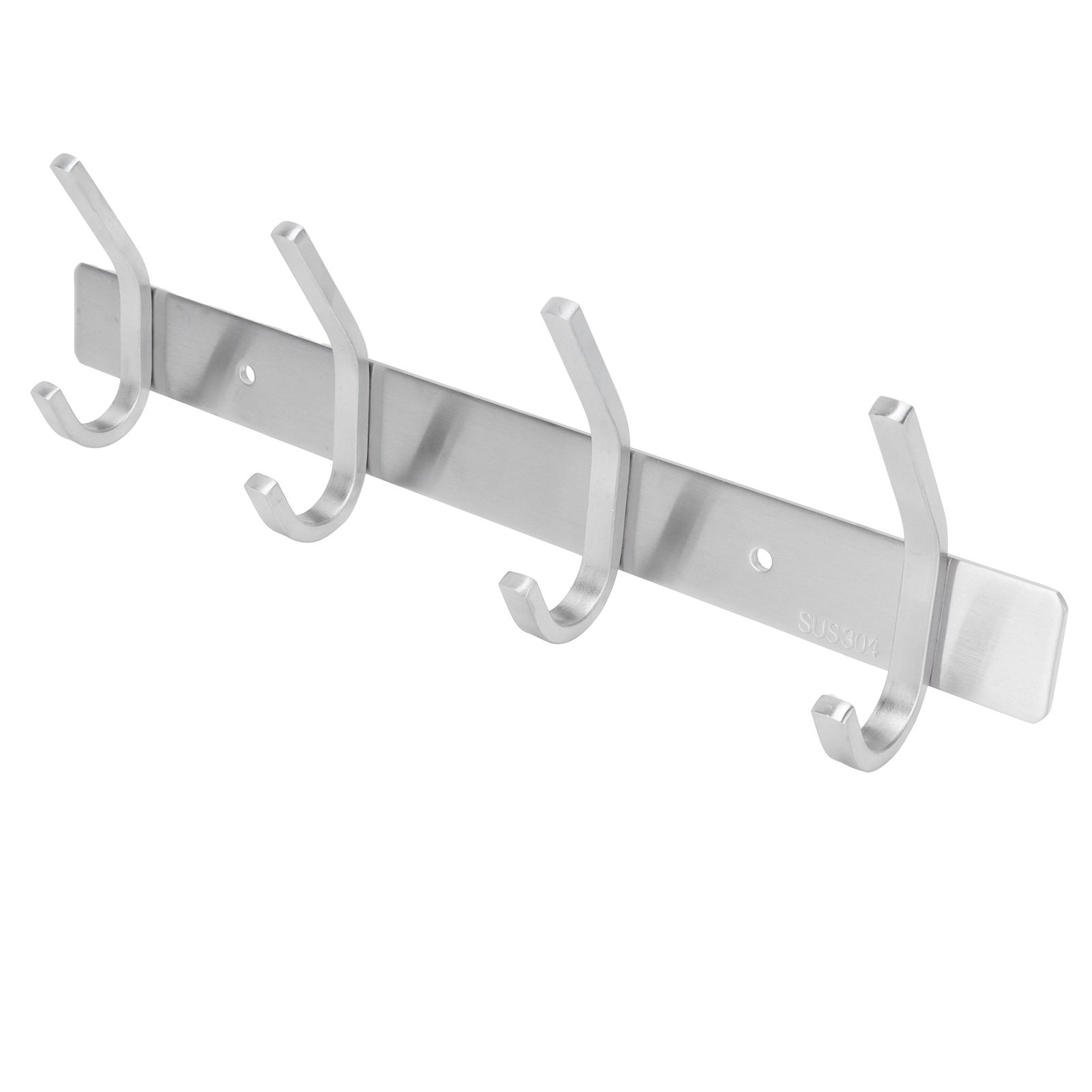 Stainless Steel Hook Wall Mounted Brushed Simple Style 4‑Hook Wall Hanger for view 6