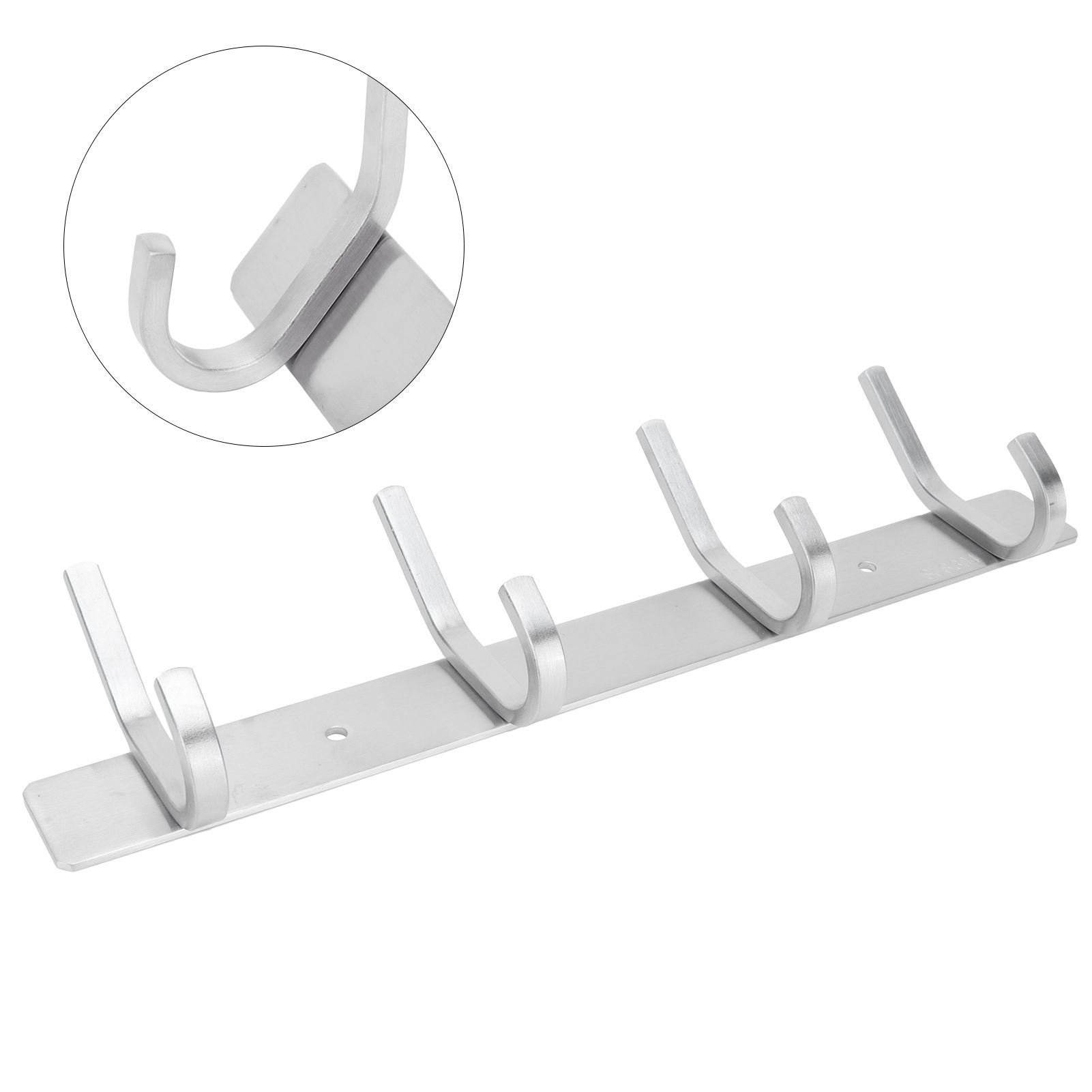 Stainless Steel Hook Wall Mounted Brushed Simple Style 4‑Hook Wall Hanger for view 9