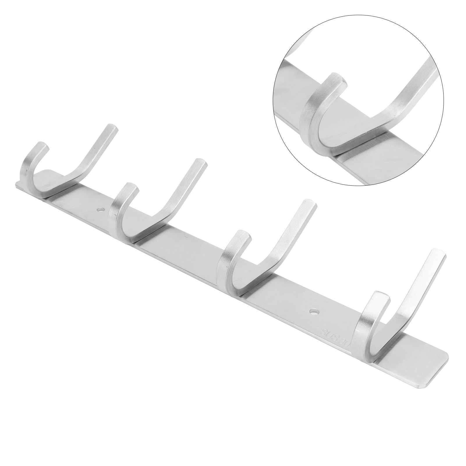 Stainless Steel Hook Wall Mounted Brushed Simple Style 4‑Hook Wall Hanger for view 10