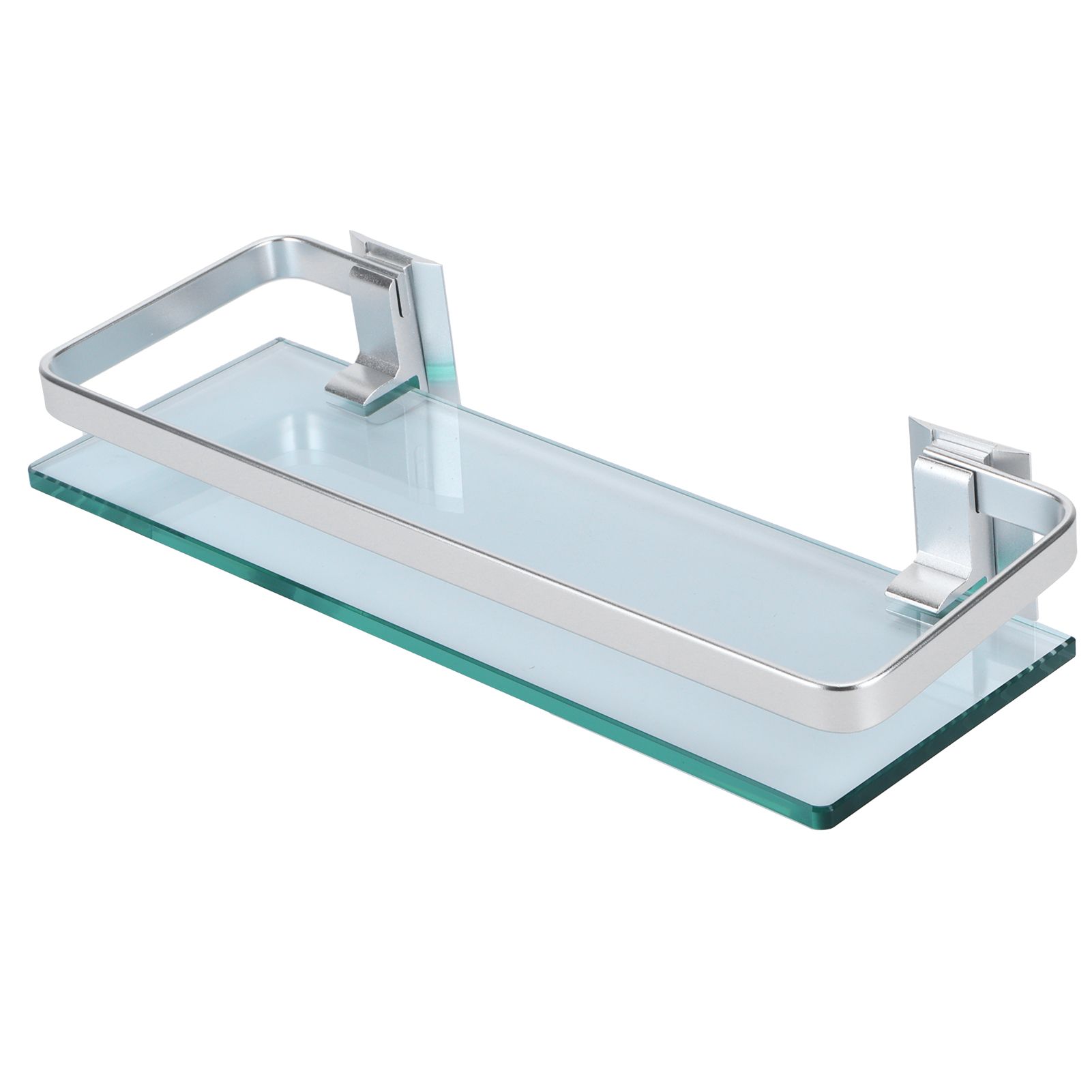 Space Aluminum Shelf Tempered Thickened Glass Bathroom Toilet Glass Storage view 3