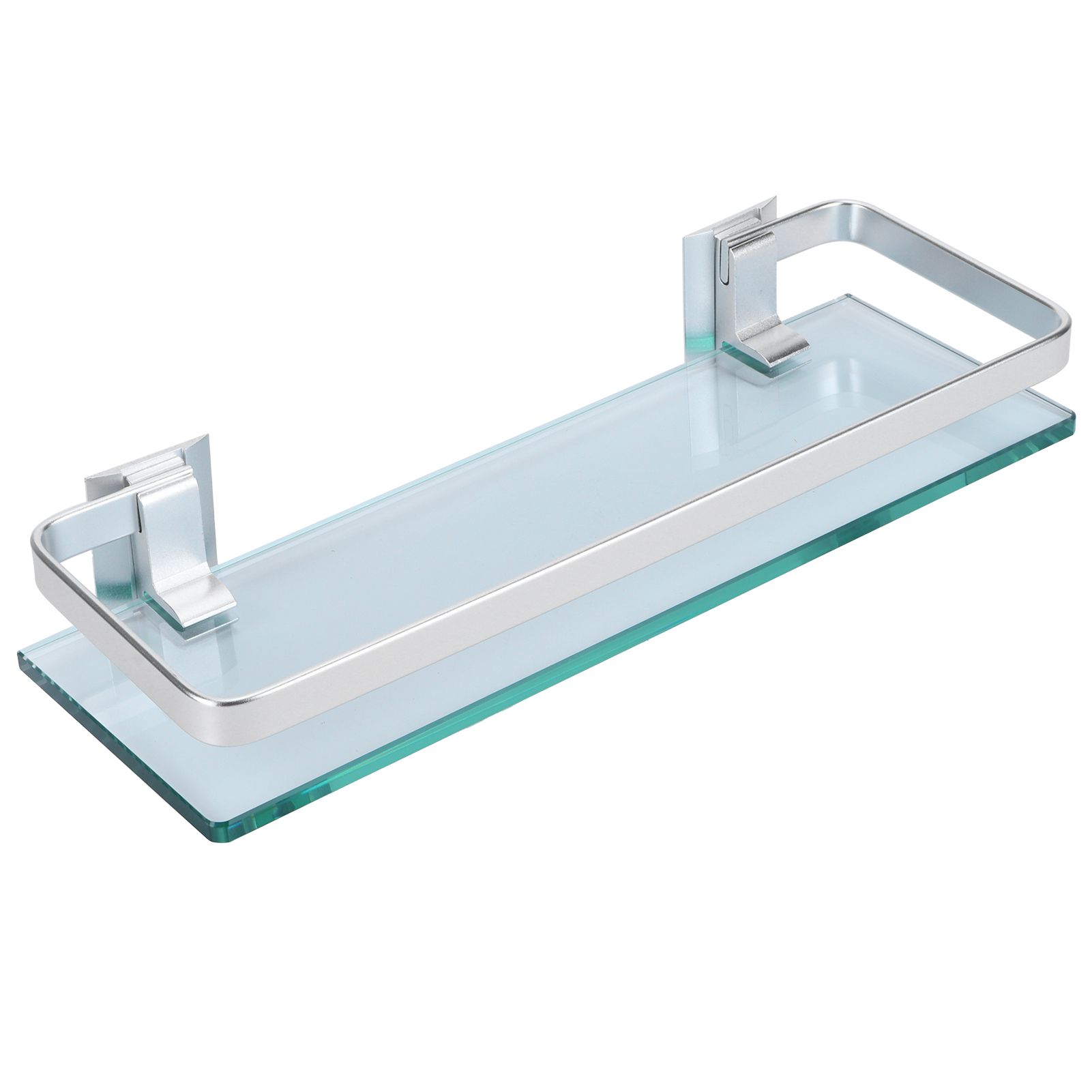 Space Aluminum Shelf Tempered Thickened Glass Bathroom Toilet Glass Storage view 5