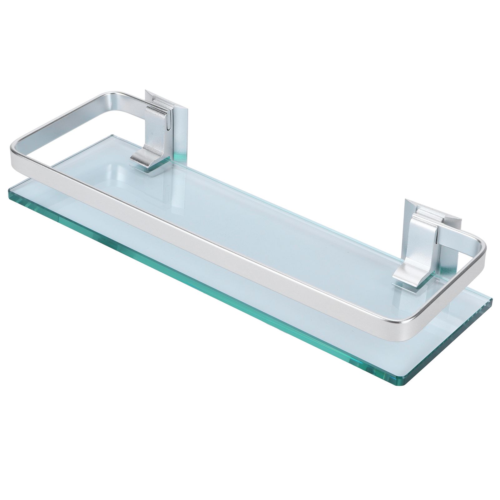 Space Aluminum Shelf Tempered Thickened Glass Bathroom Toilet Glass Storage view 6