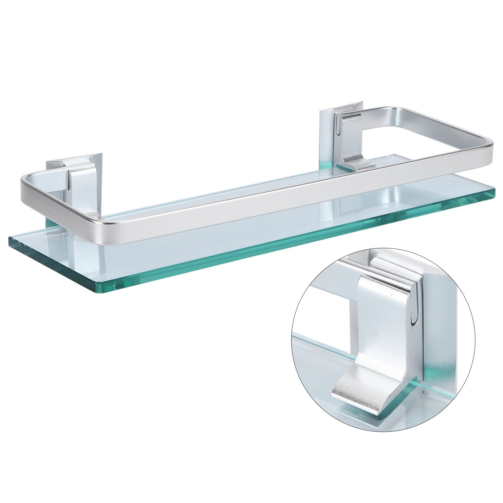 Space Aluminum Shelf Tempered Thickened Glass Bathroom Toilet Glass Storage view 9
